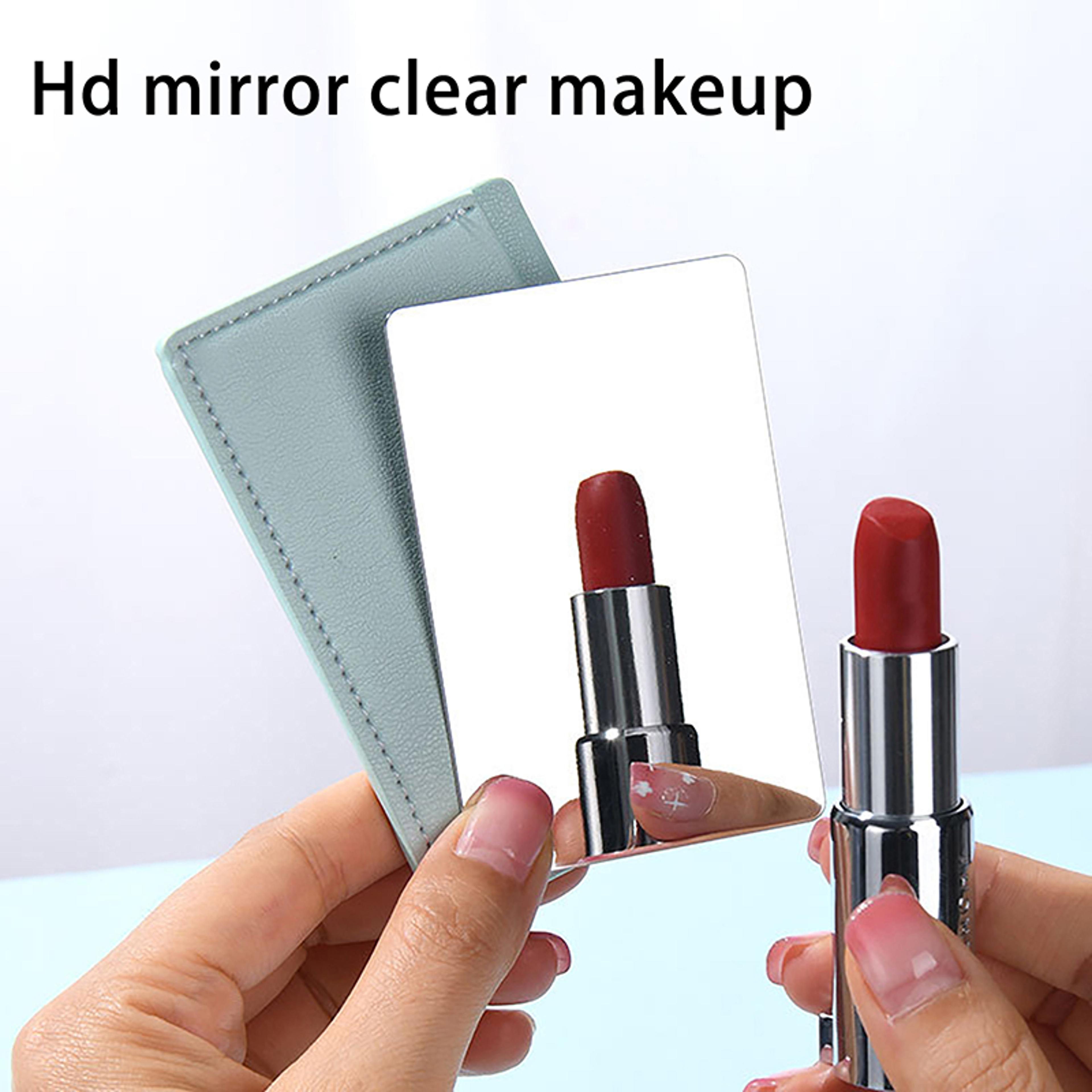 Portable Pocket Makeup Mirror With PU Leather Sleeve Unbreakable Stainless Steel Compact Mirror For 1