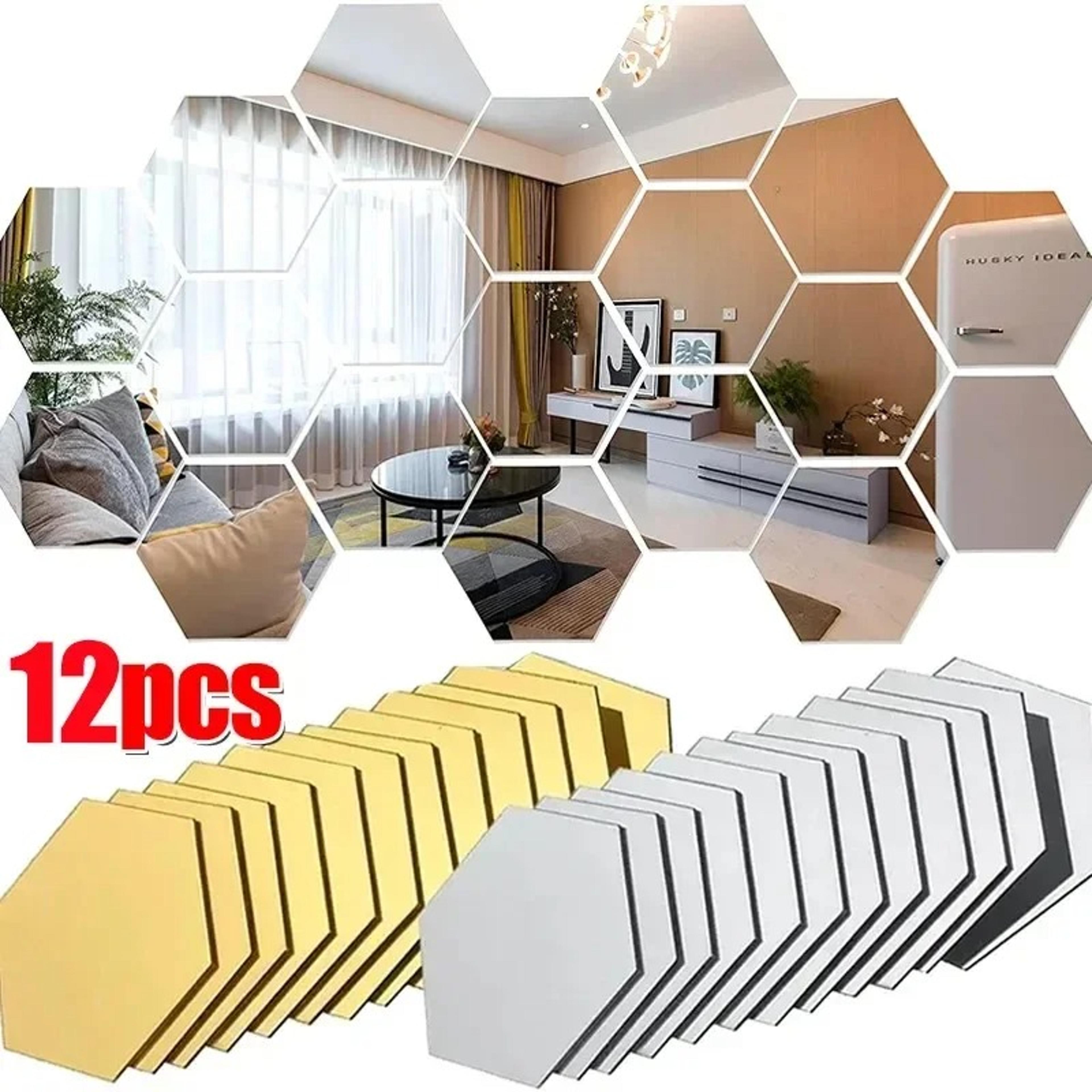 Acrylic Mirror Wall Stickers Hexagon DIY Wall Decor Removable Mirror Decals For Living Room 1