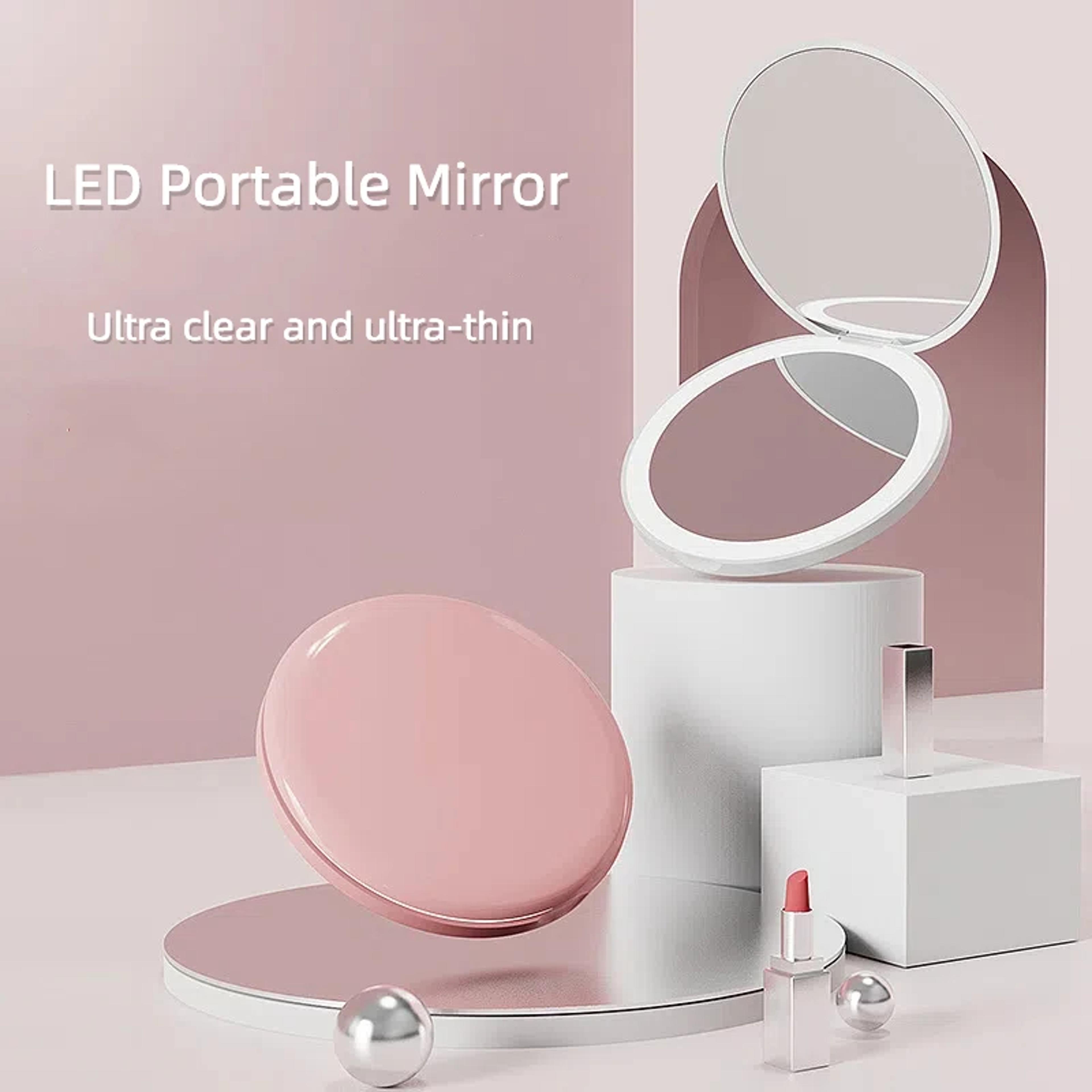 LED Makeup Mirror Compact Travel Mirror With Light Double Sided Folding Pocket Mirror 1