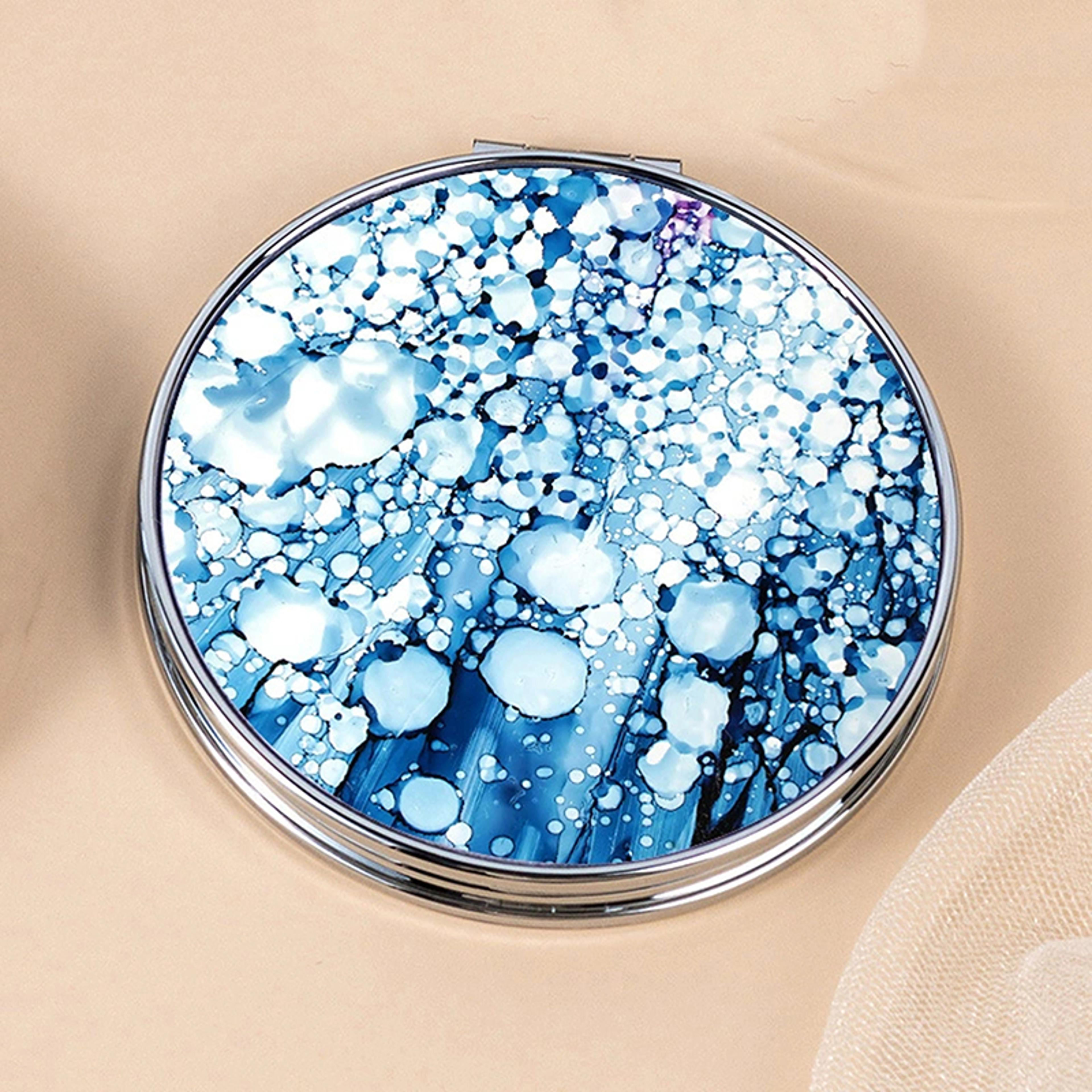 Vintage Stripe Compact Makeup Mirror Portable Mini Cosmetic Pocket Mirror For Purse Travel 8