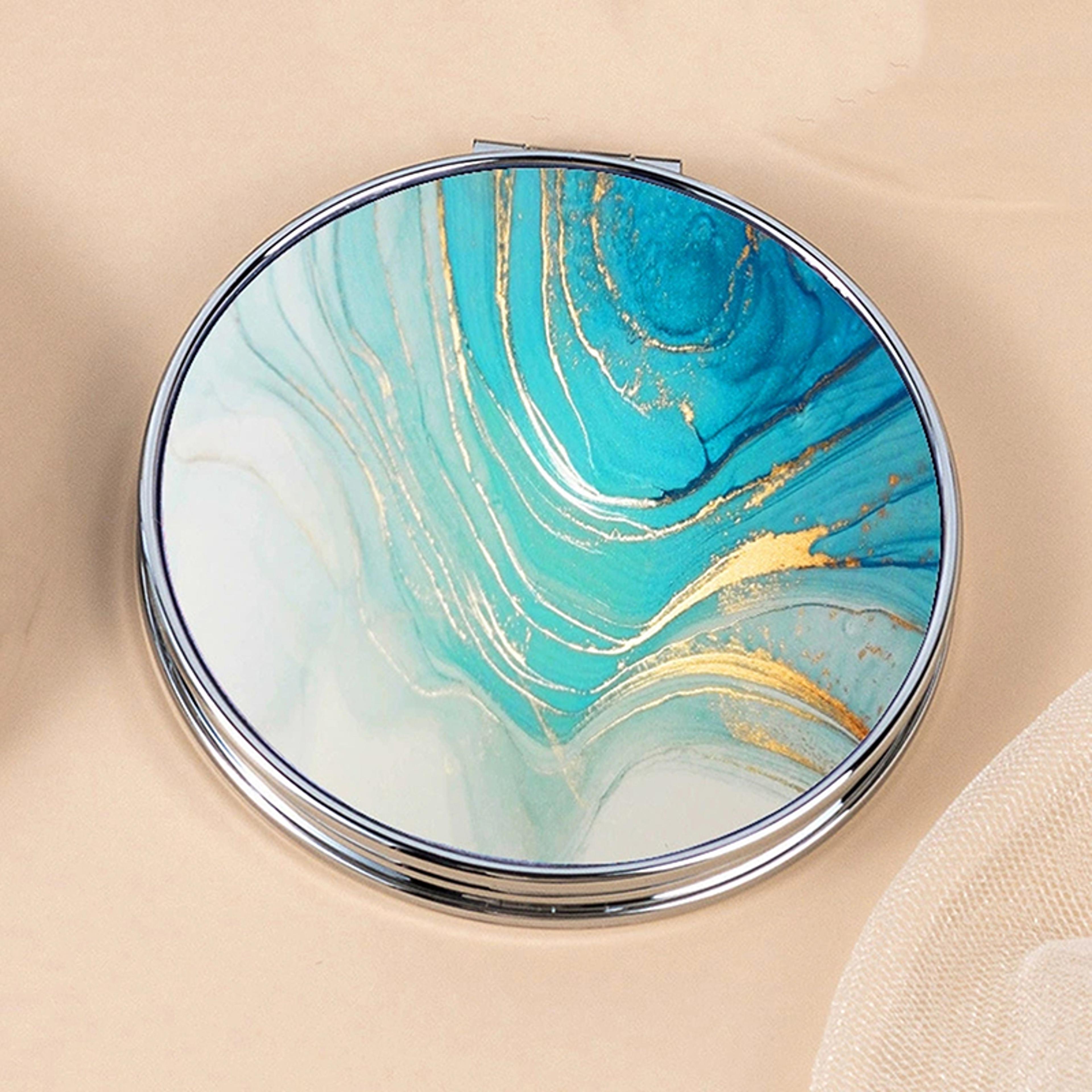 Vintage Stripe Compact Makeup Mirror Portable Mini Cosmetic Pocket Mirror For Purse Travel 10