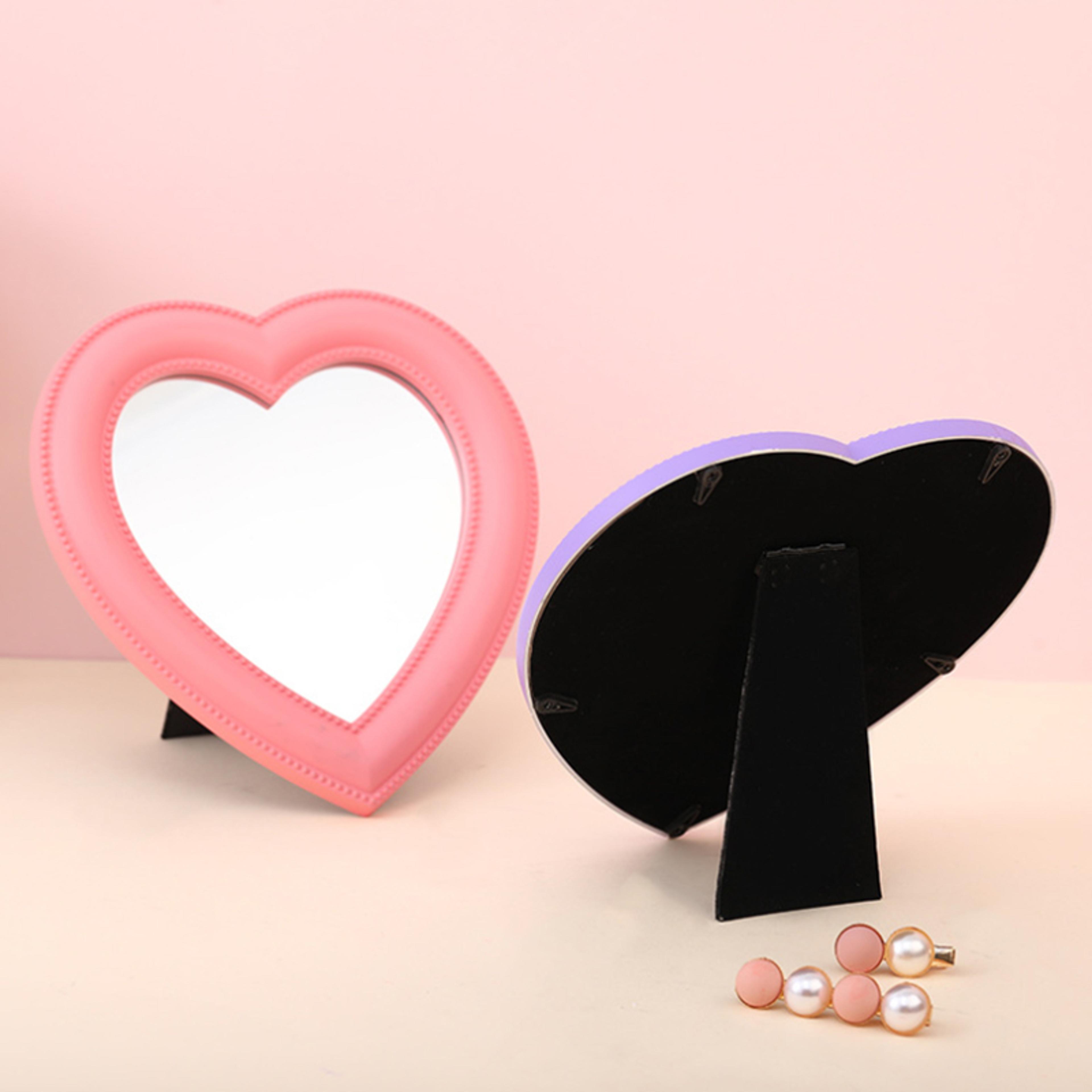 Cute Heart Vanity Mirror With Rotating Stand Desktop Makeup Mirror For Dorm Room  Vanity 3