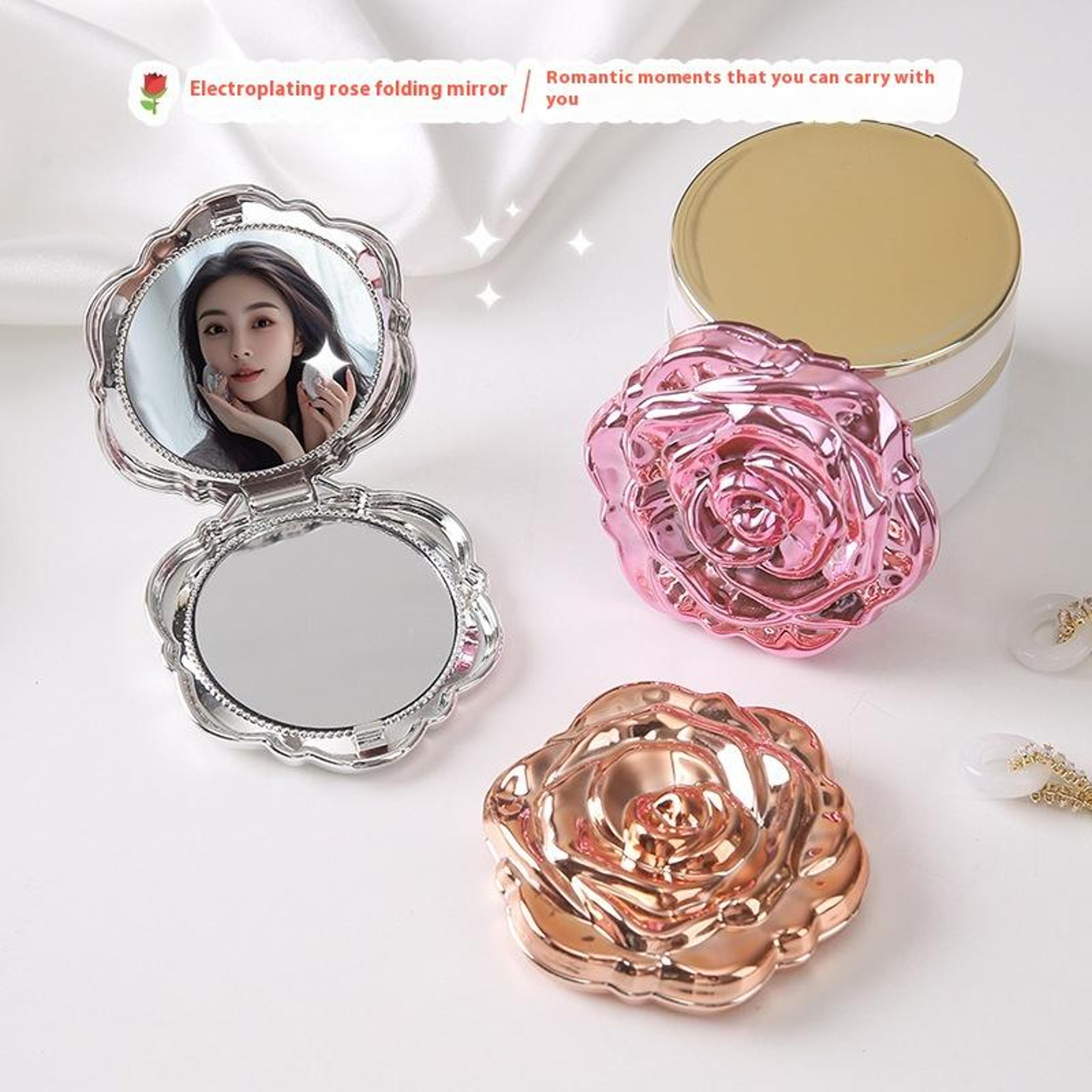vintage rose compact makeup mirror double sided pocket travel mirror