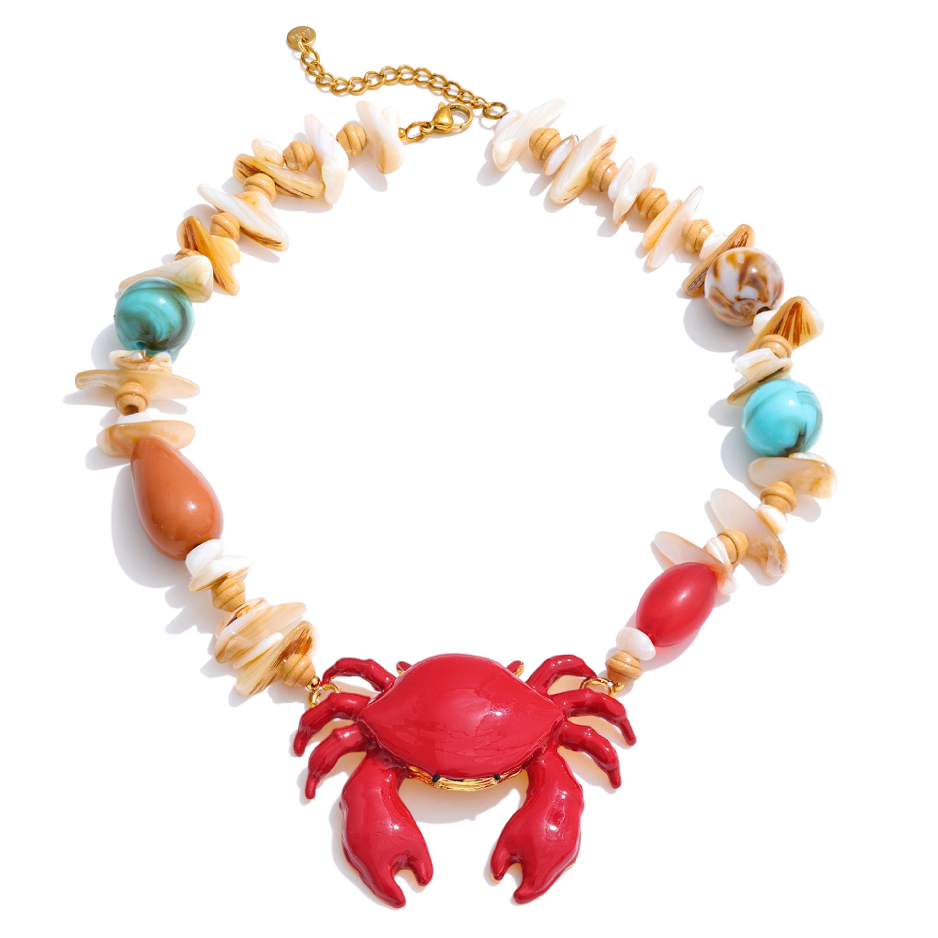 Handmade Crab Pendant Necklace With Ocean Shell Resin Charm Beach Jewelry 7
