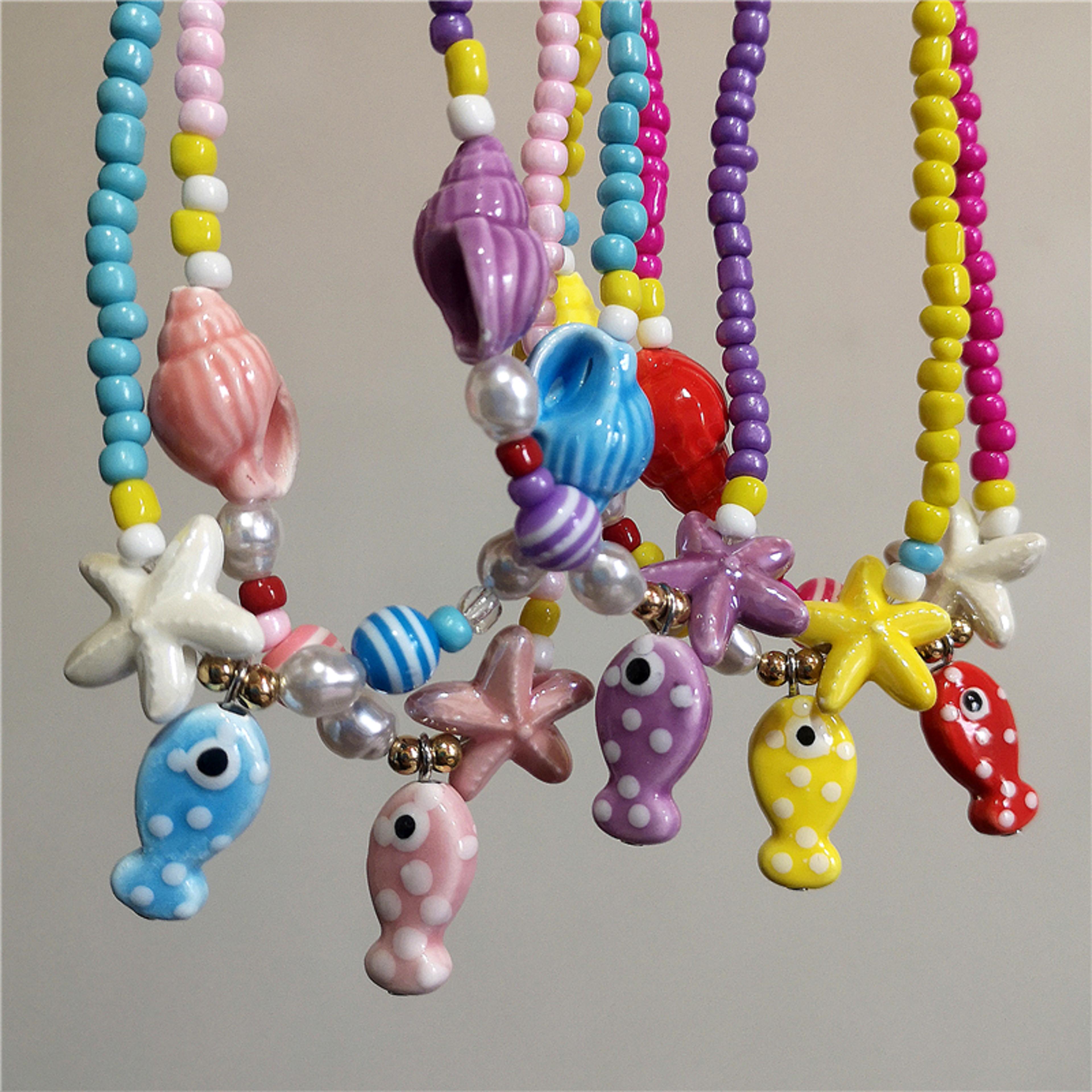 Boho Beaded Choker With Starfish  Ceramic Fish Pendant Beach Necklace For Women 1