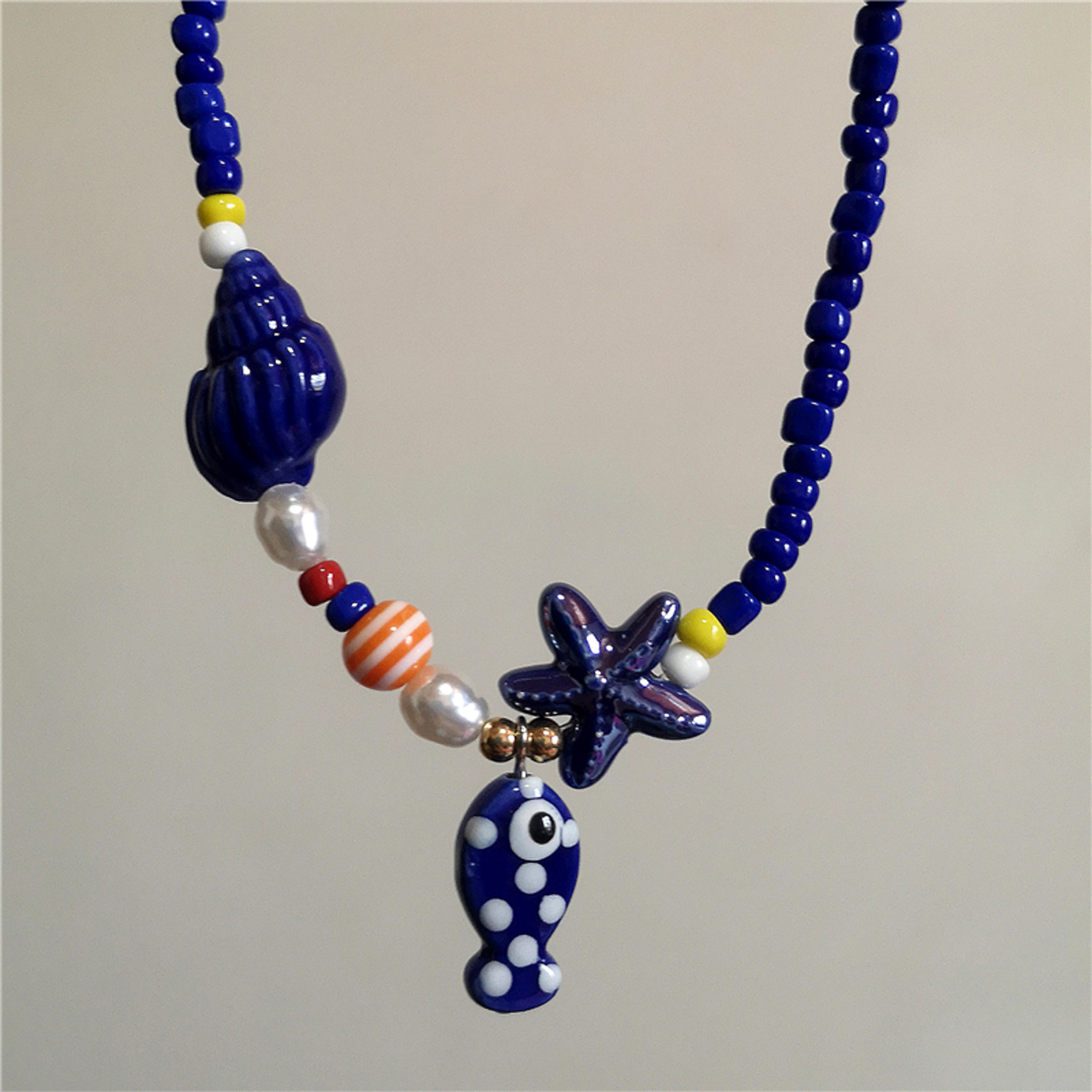 Boho Beaded Choker With Starfish  Ceramic Fish Pendant Beach Necklace For Women 10