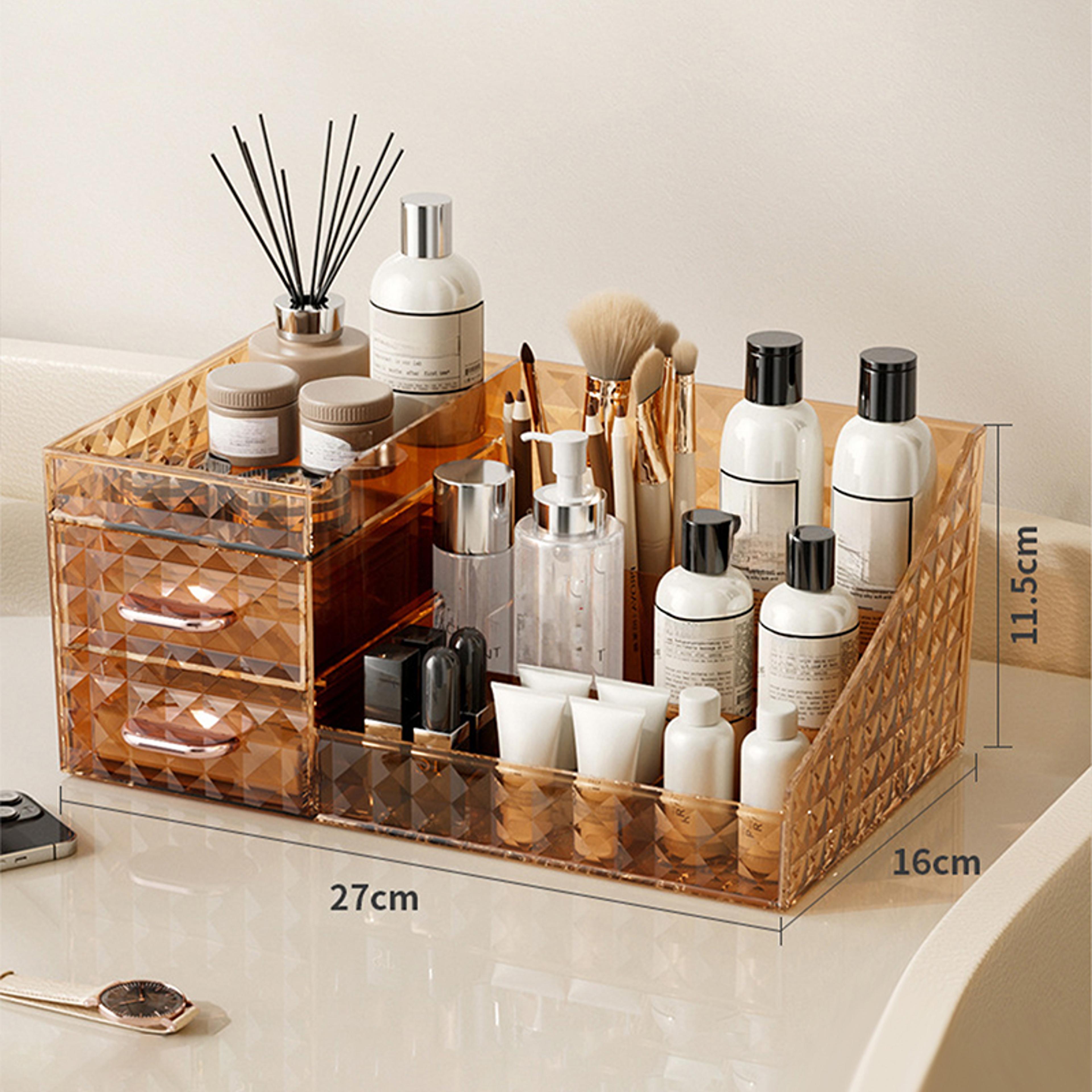 Large Capacity Makeup Organizer With Transparent Drawer Cosmetic And Skincare Storage Box 6
