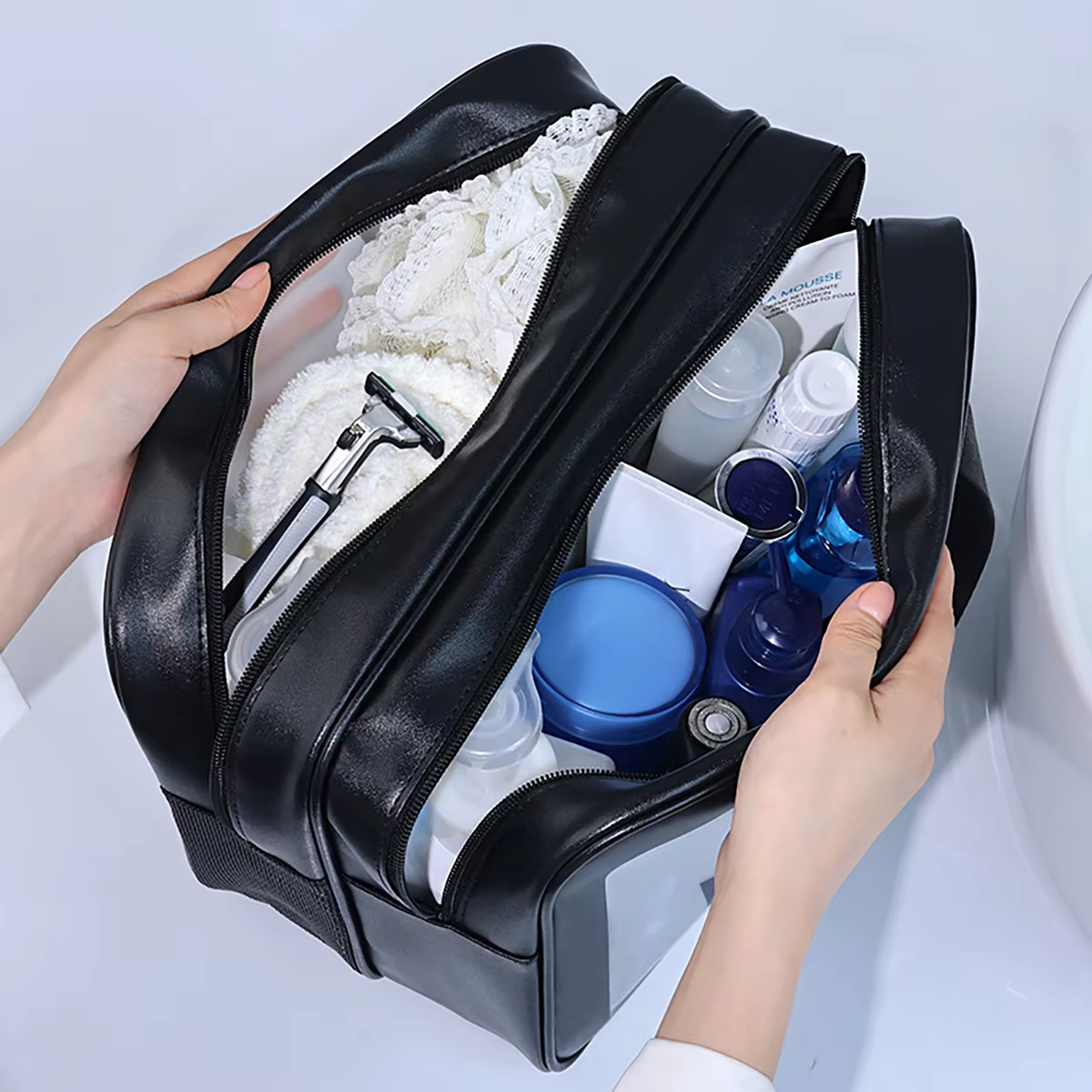 Large Capacity Travel Toiletry Bag With Wet Dry Separation And Waterproof Double Layer Organizer 5