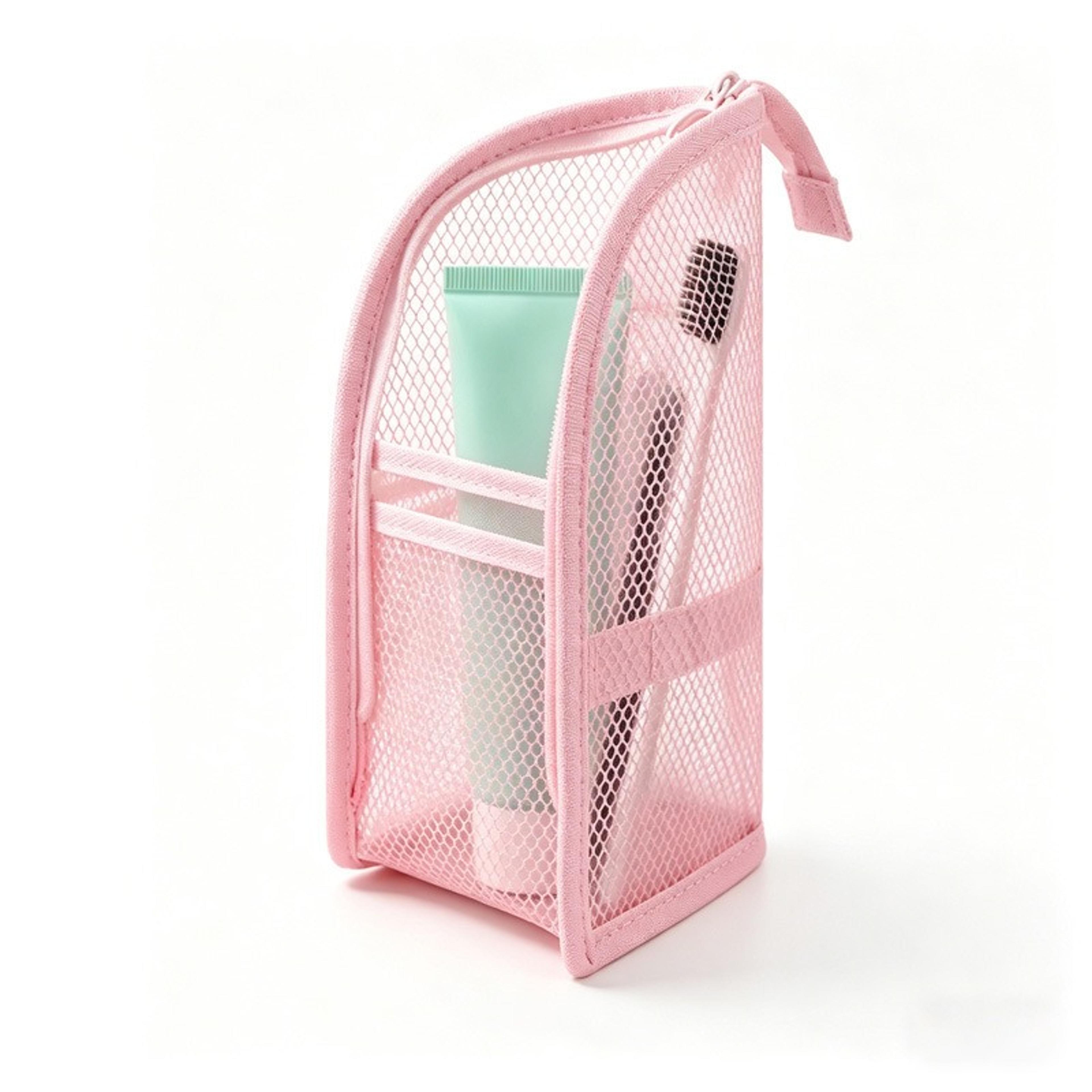 Standing Mesh Toiletry Bag Waterproof Travel Makeup Organizer For Cosmetics And Toothbrush Storage 8