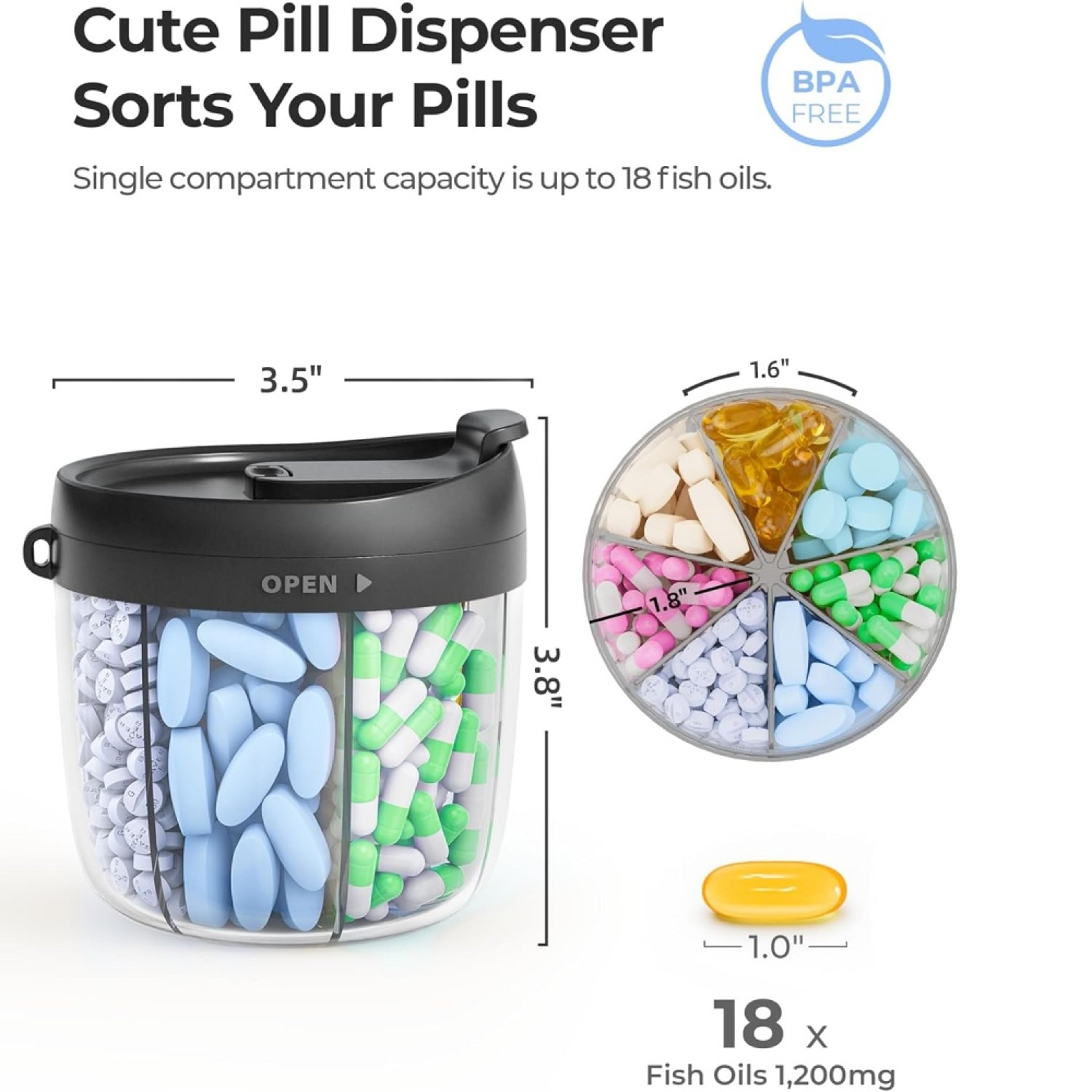 7 Compartment Pill Organizer Portable Pill Dispenser With Wide Opening Anti Mix Storage 2
