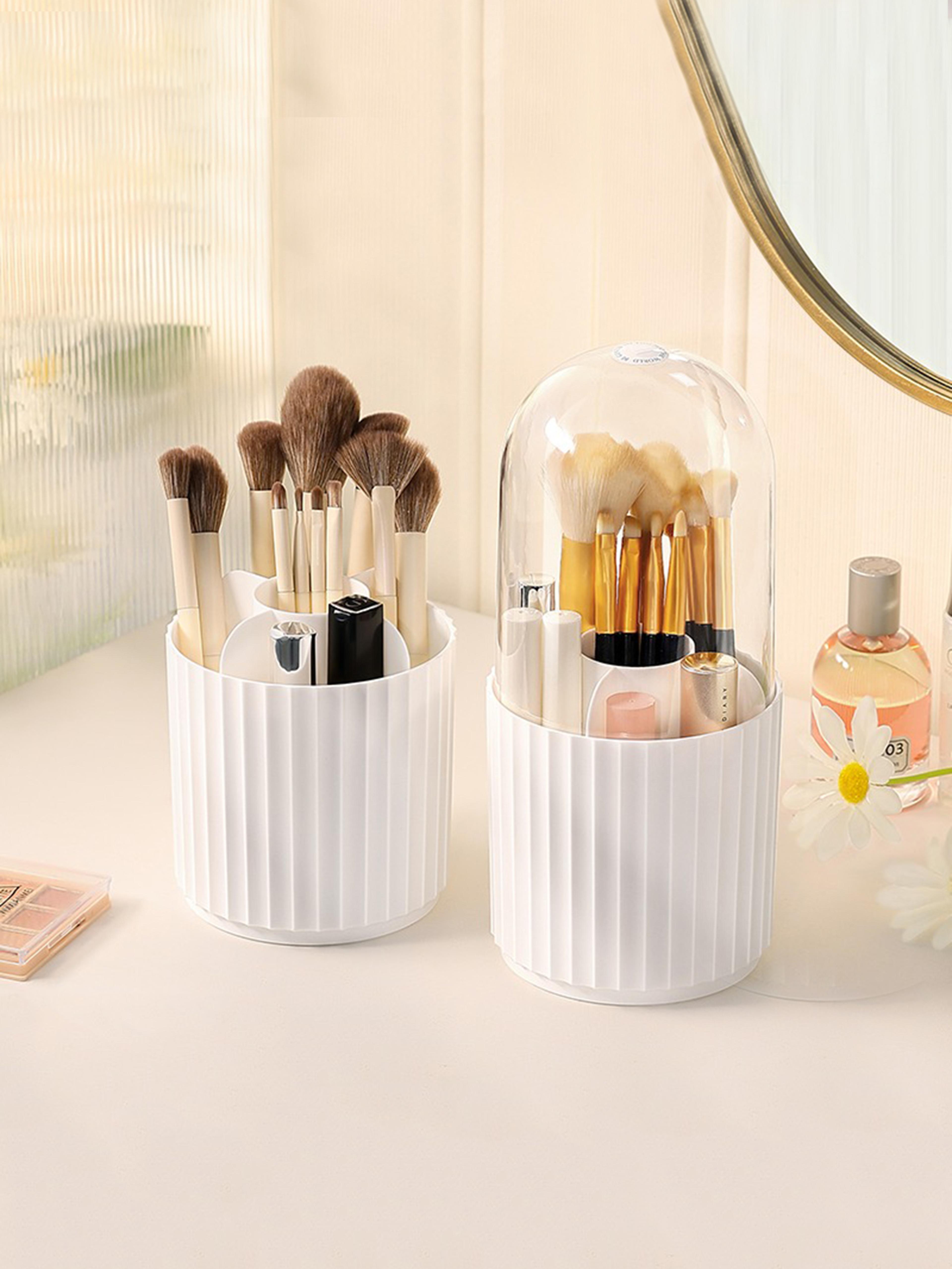 360 Rotating Makeup Brush Organizer Clear Cosmetic Storage And Desktop Brush Holder 3