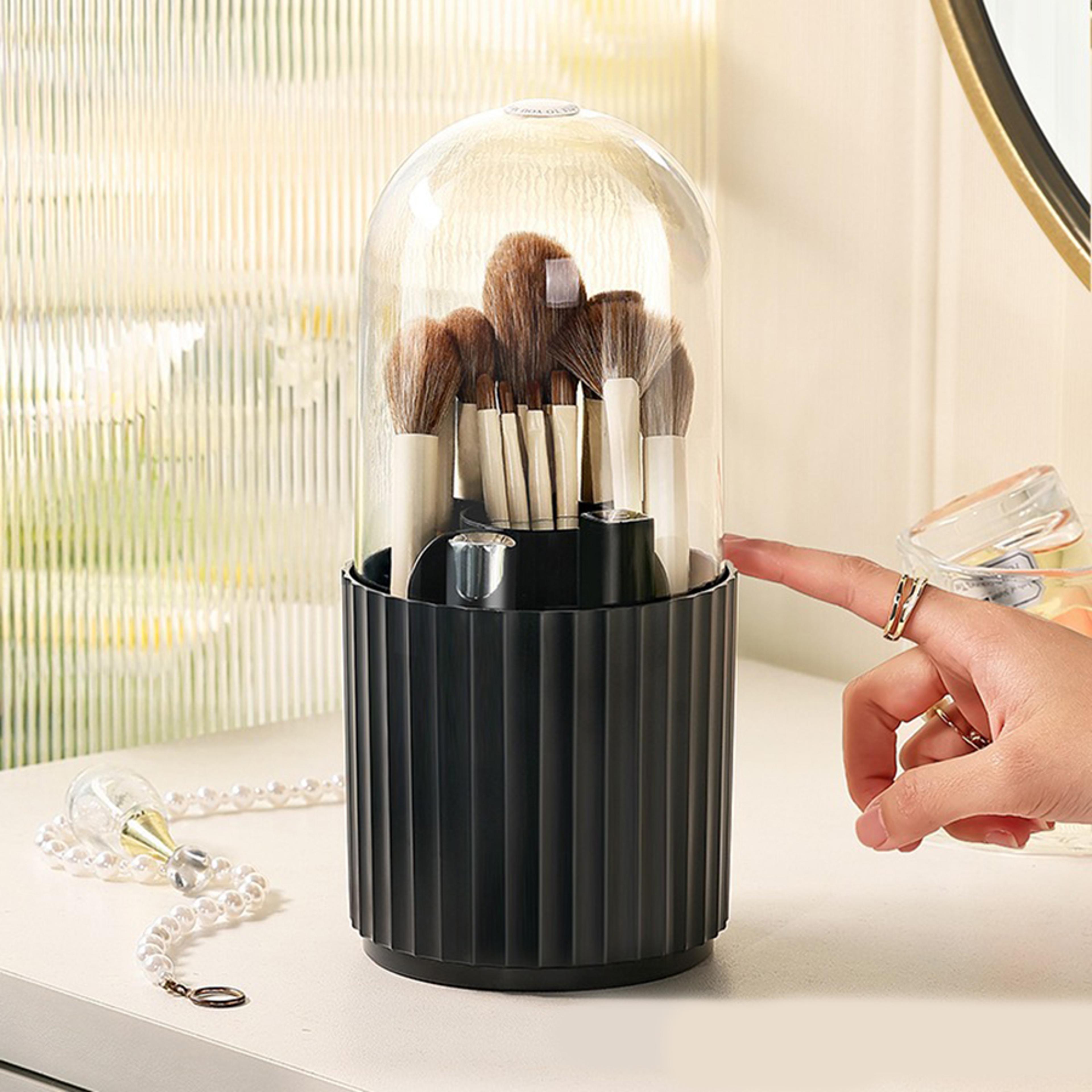360 Rotating Makeup Brush Organizer Clear Cosmetic Storage And Desktop Brush Holder 8