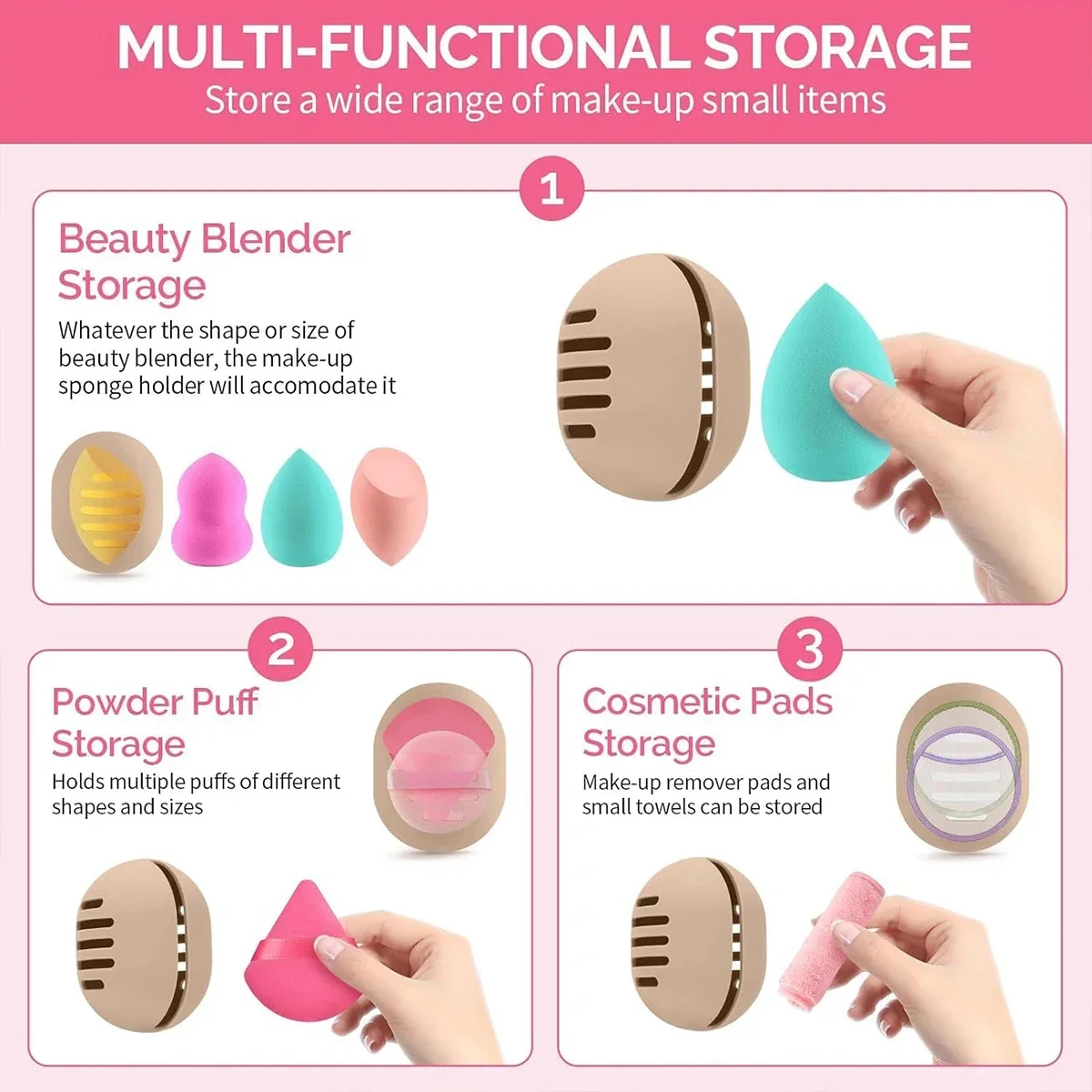 Silicone Makeup Sponge Holder Ventilated Beauty Blender Travel Case 4