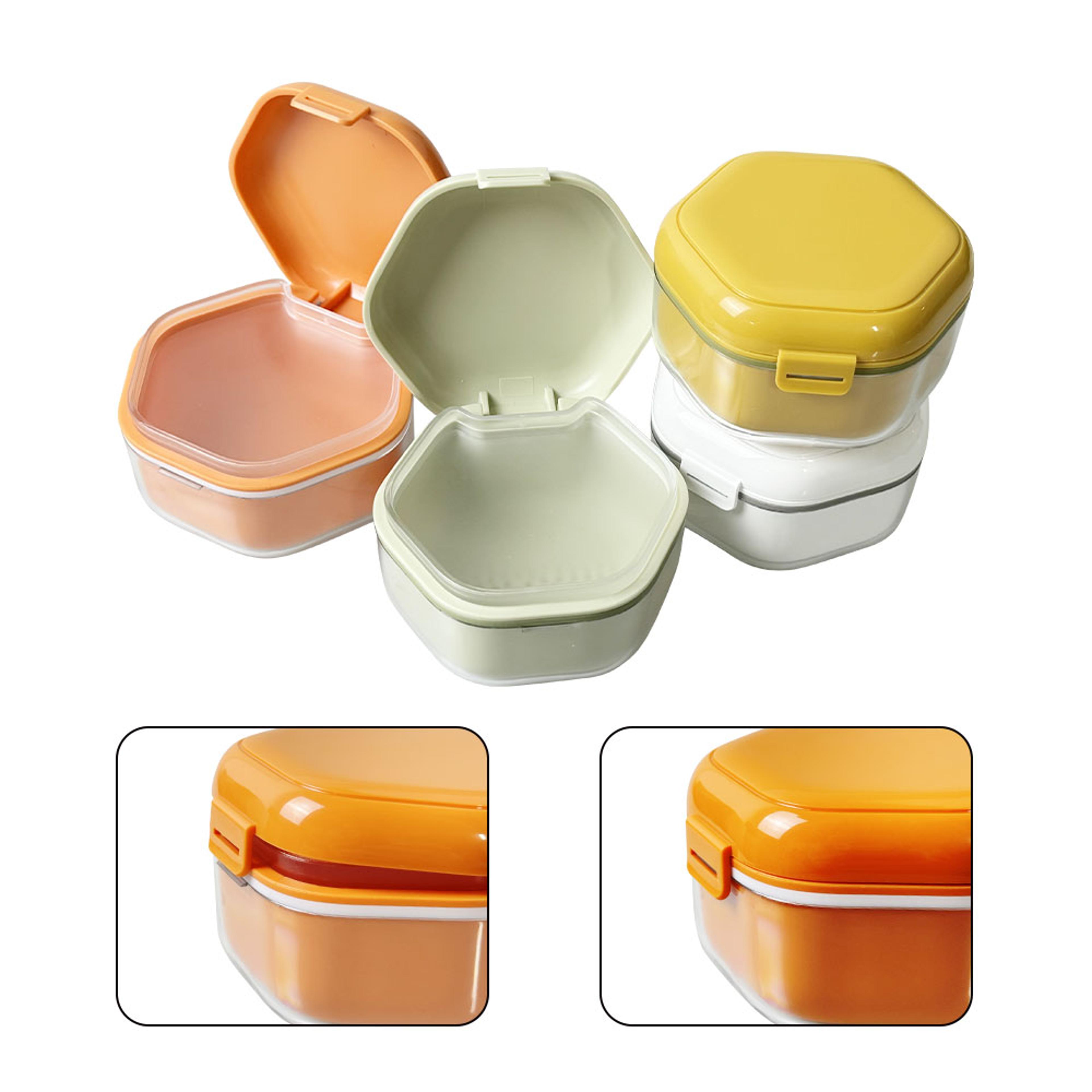 3 Layer Denture Bath Box And Retainer Cleaning Case With Drain Basket Leakproof Travel Storage 3