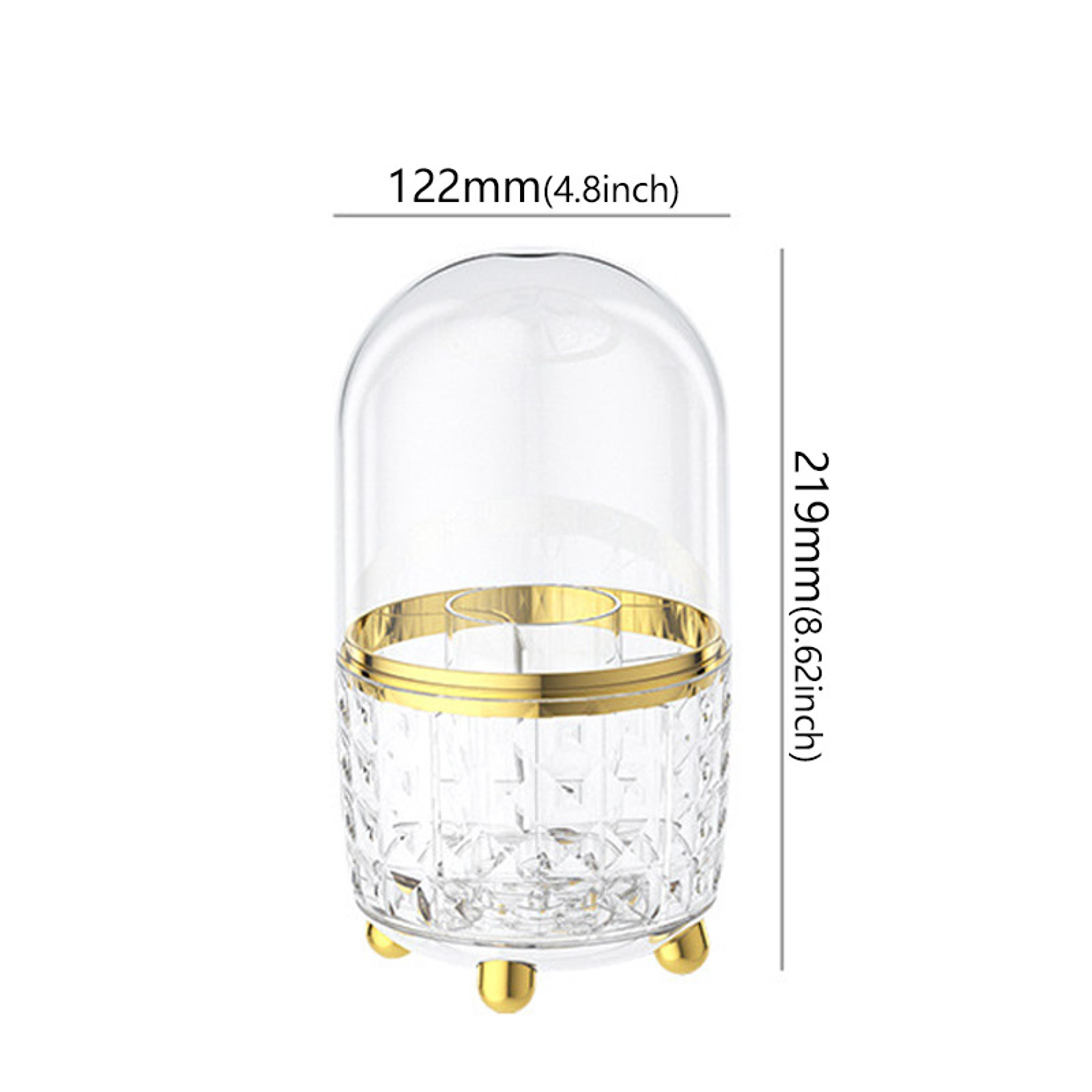 360 Rotating Makeup Brush Organizer With Dustproof Lid And Cosmetic Storage Compartments 6