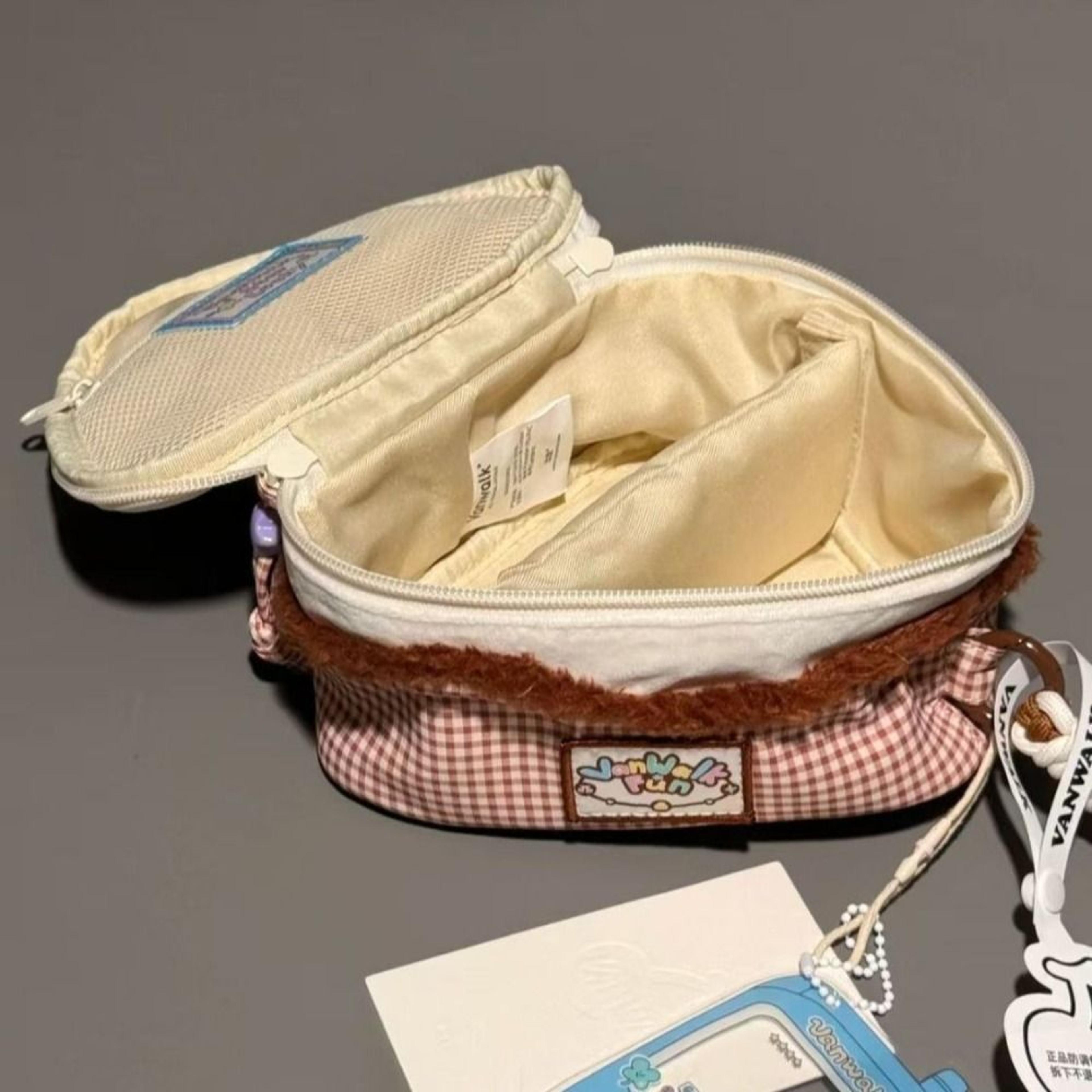 Kawaii Cherry Makeup Bag Large Capacity Travel Cosmetic Bag With Triangular Flip Open Design 4