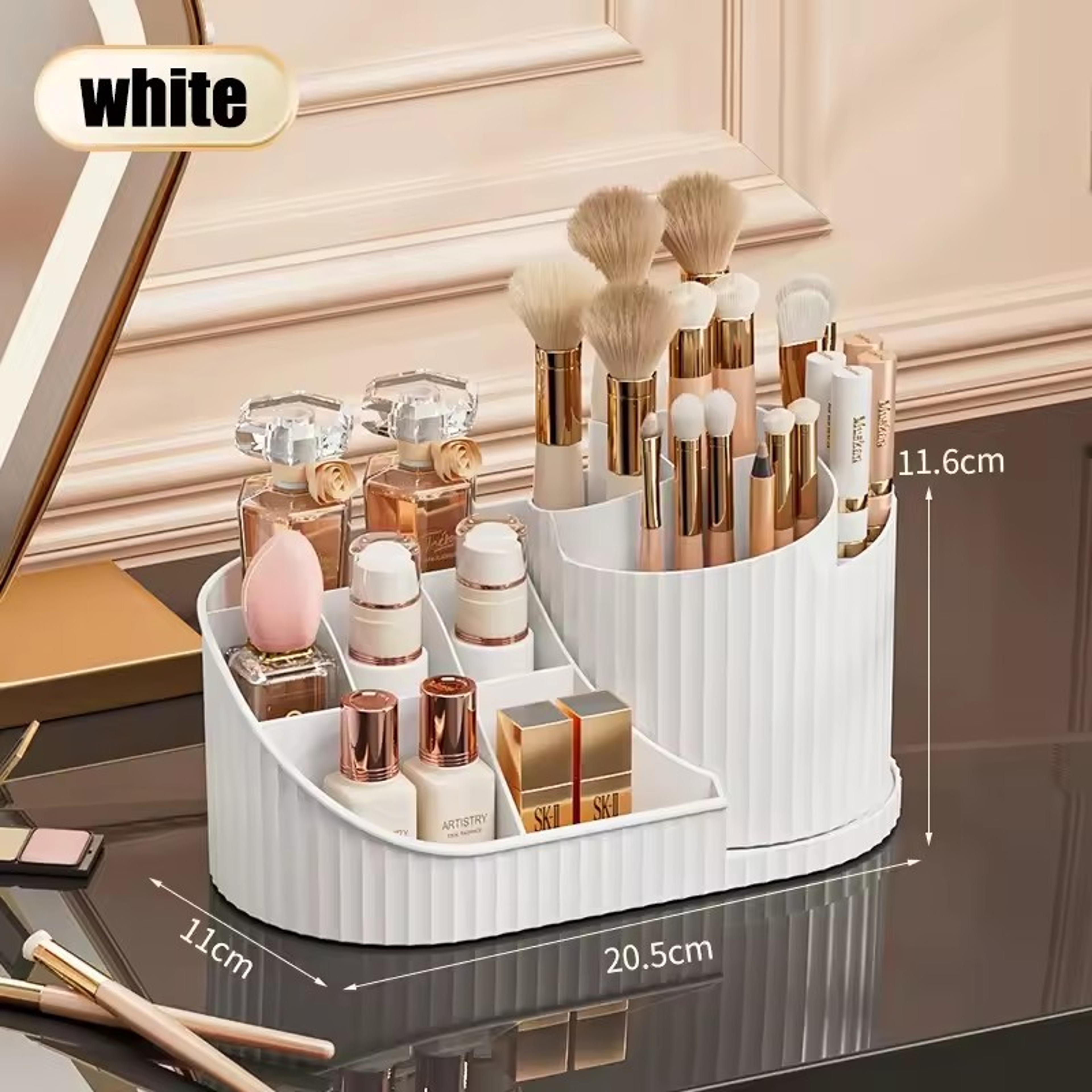 360 Rotating Makeup Organizer With Brush Holder For Vanity 7