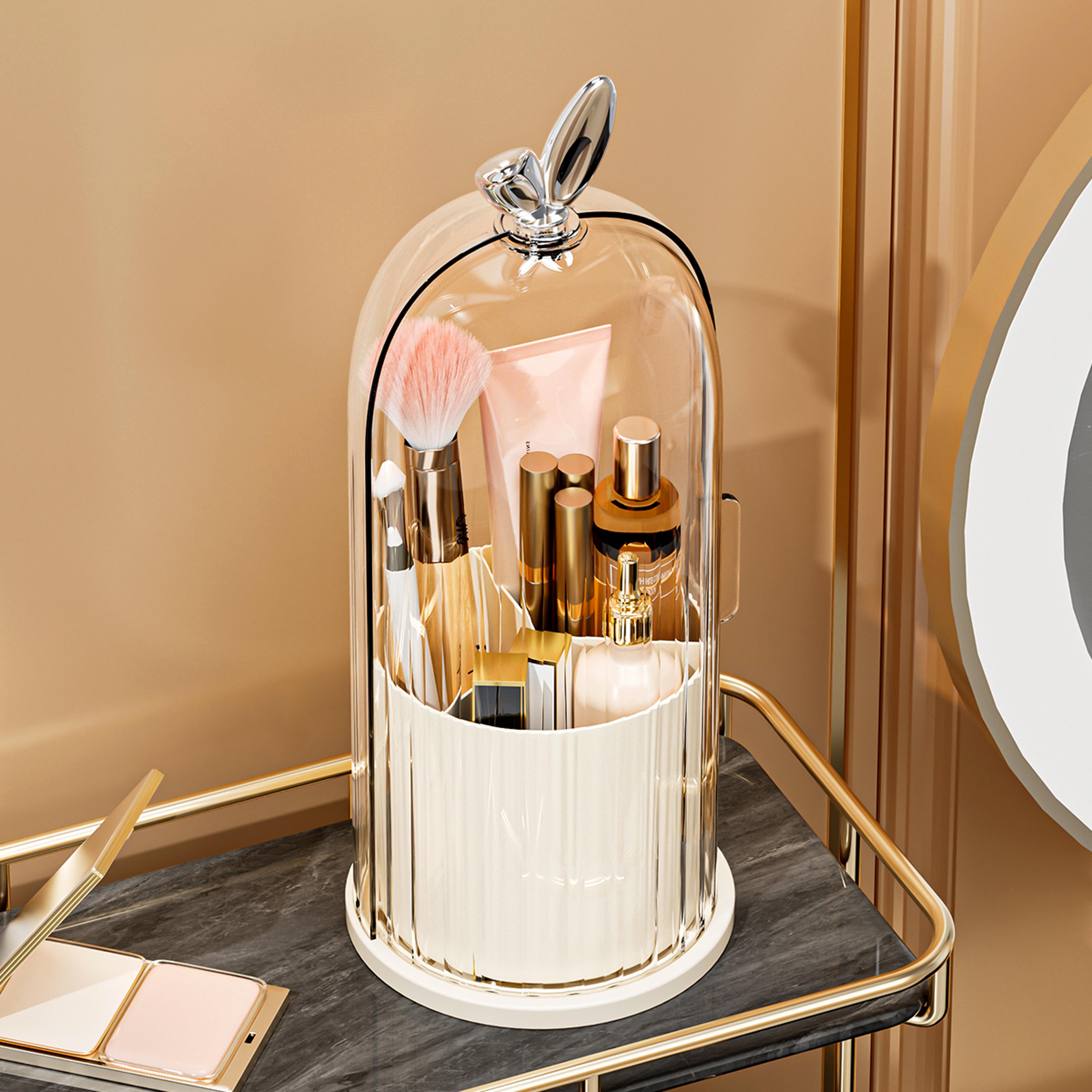 360 Rotating Makeup Brush Holder With Clear Dustproof Lid 6
