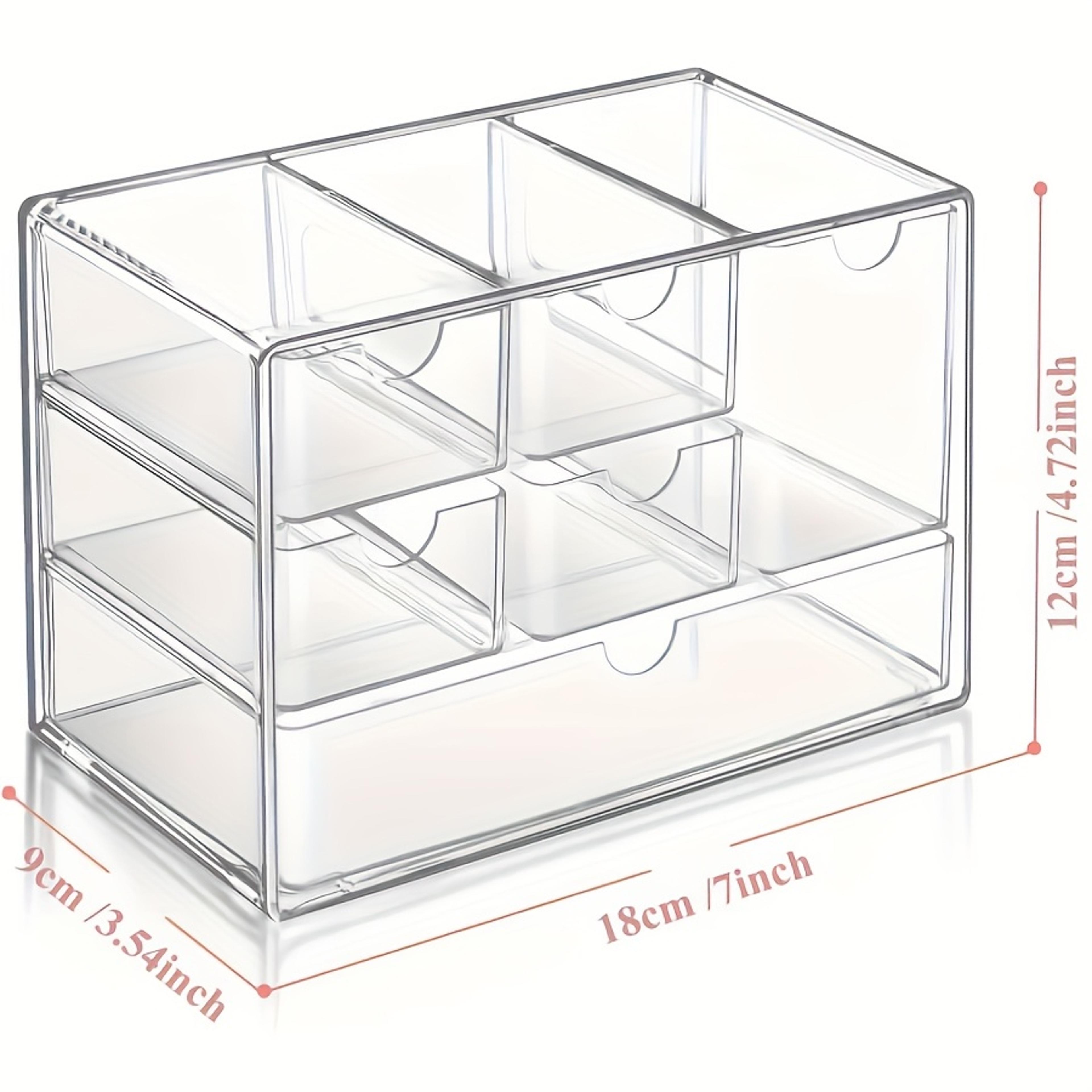 6 Grid Transparent Makeup Organizer Box With Drawer Style Storage 3