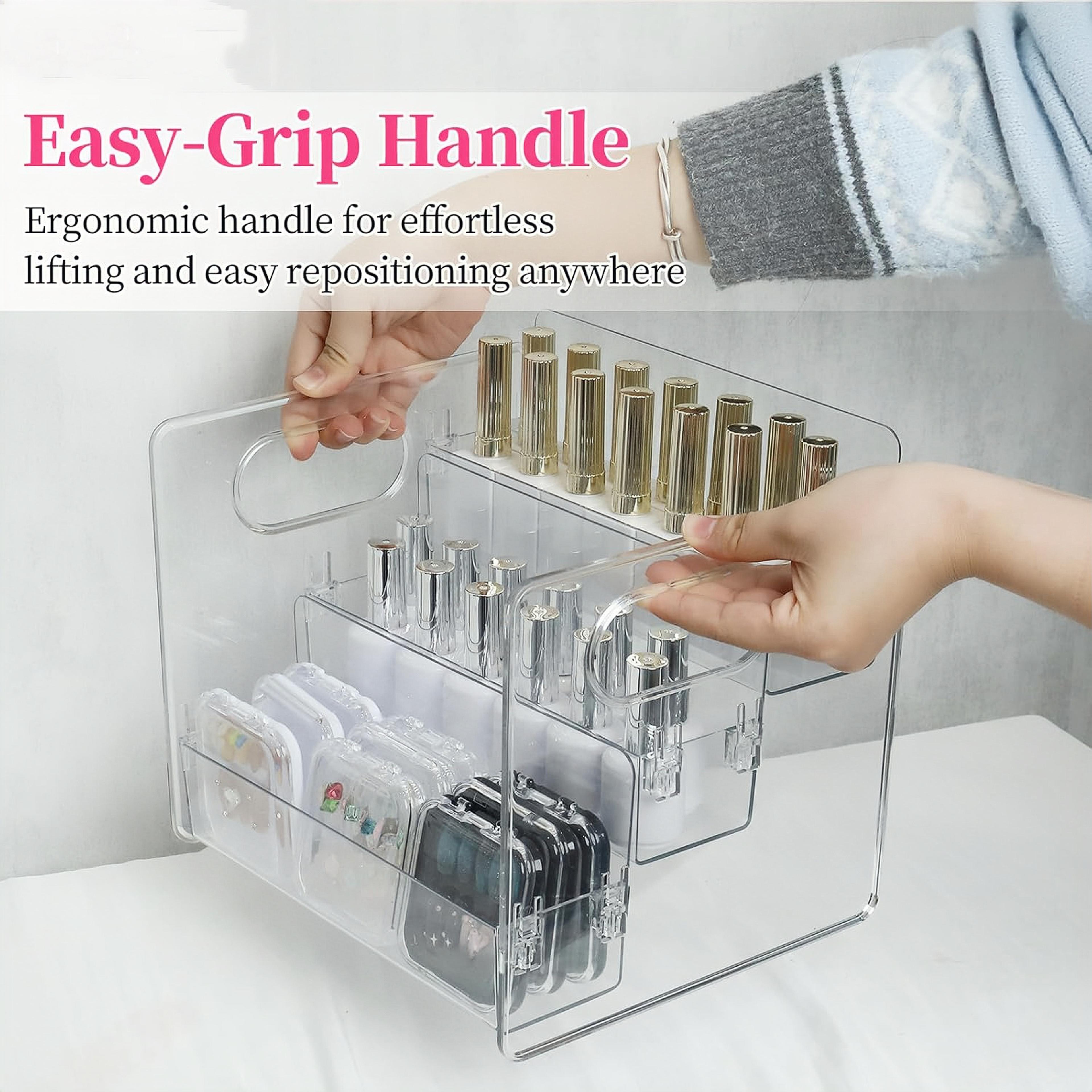 3 Tier Acrylic Cosmetic Organizer Dustproof Makeup And Perfume Storage Box 5