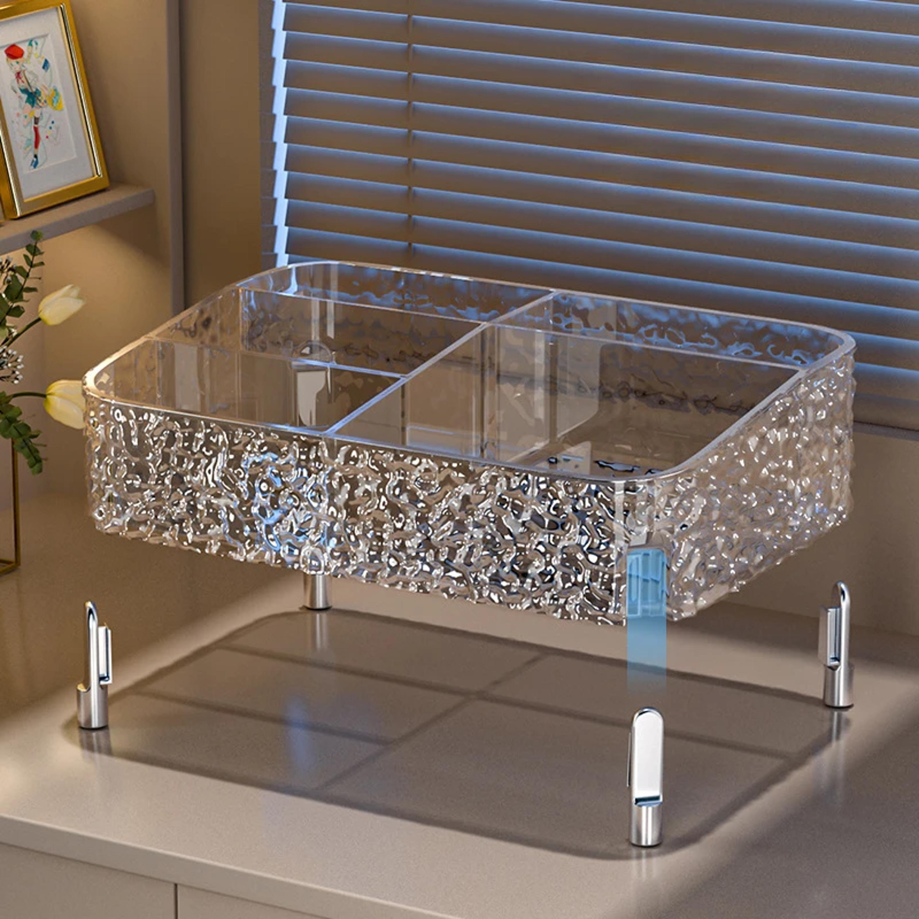 Glacier Print Desktop Makeup Organizer With Legs Clear Lipstick And Vanity Storage Box 4