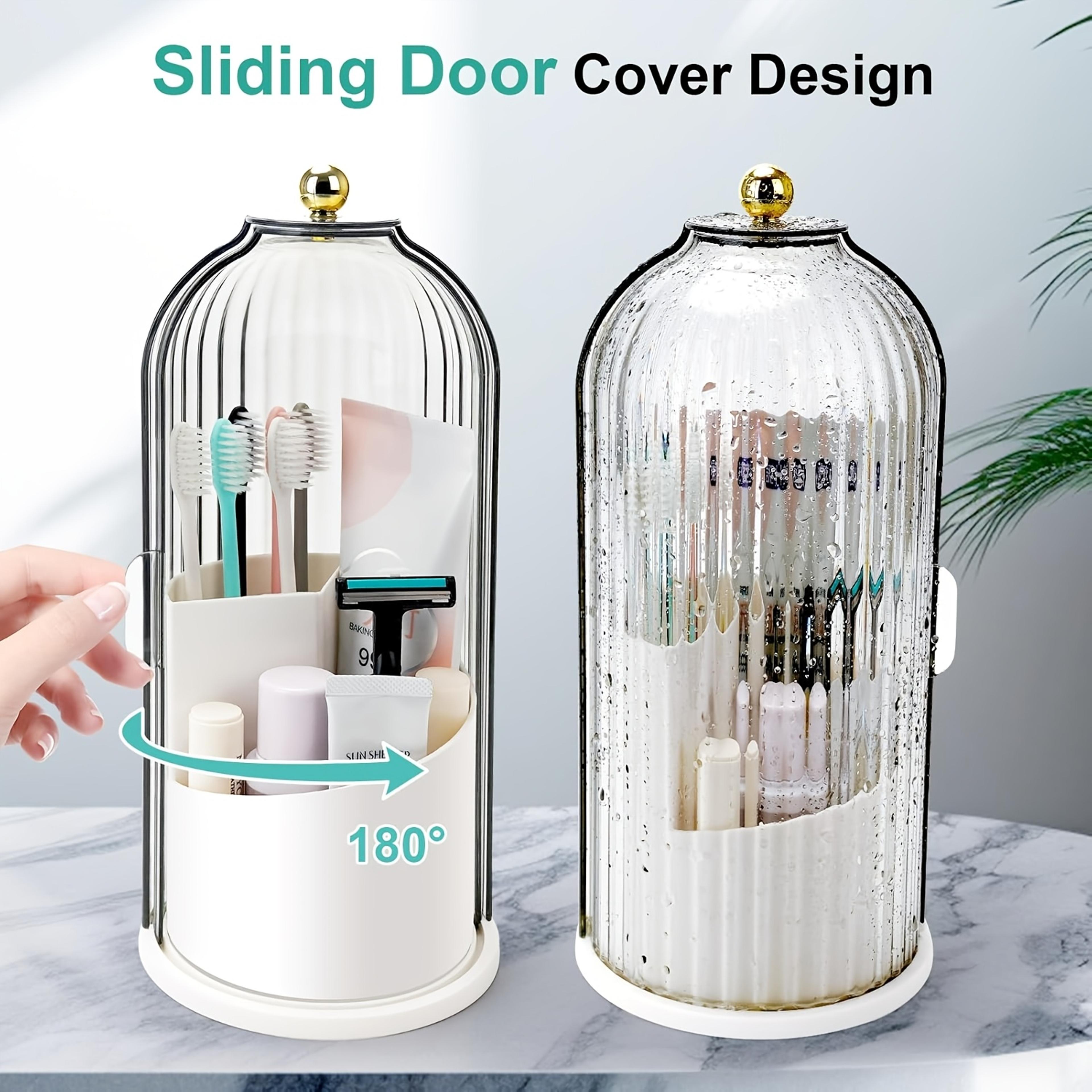 360 Rotating Makeup Brush Holder Dustproof Cosmetic Storage Box Set 1
