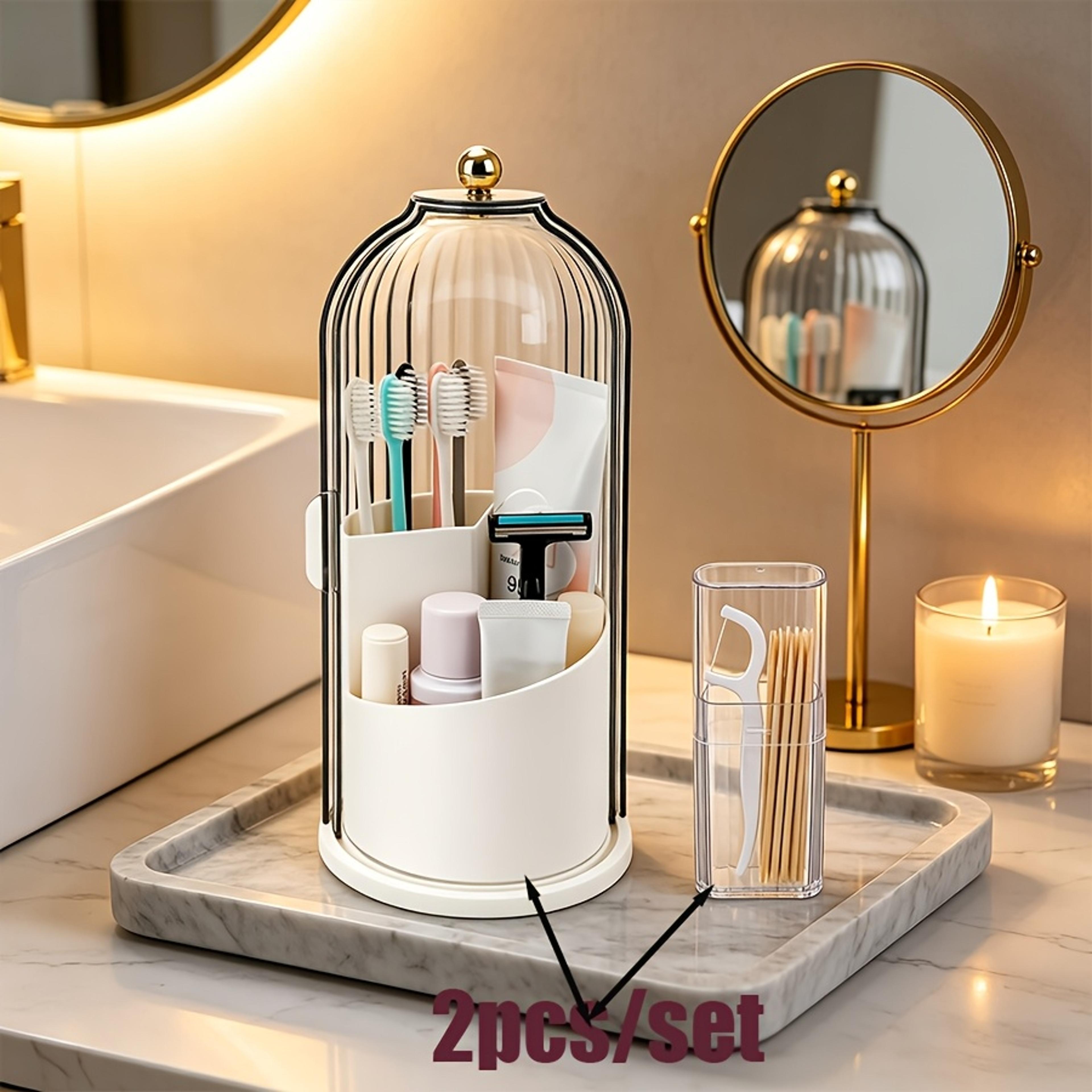 360 Rotating Makeup Brush Holder Dustproof Cosmetic Storage Box Set 7