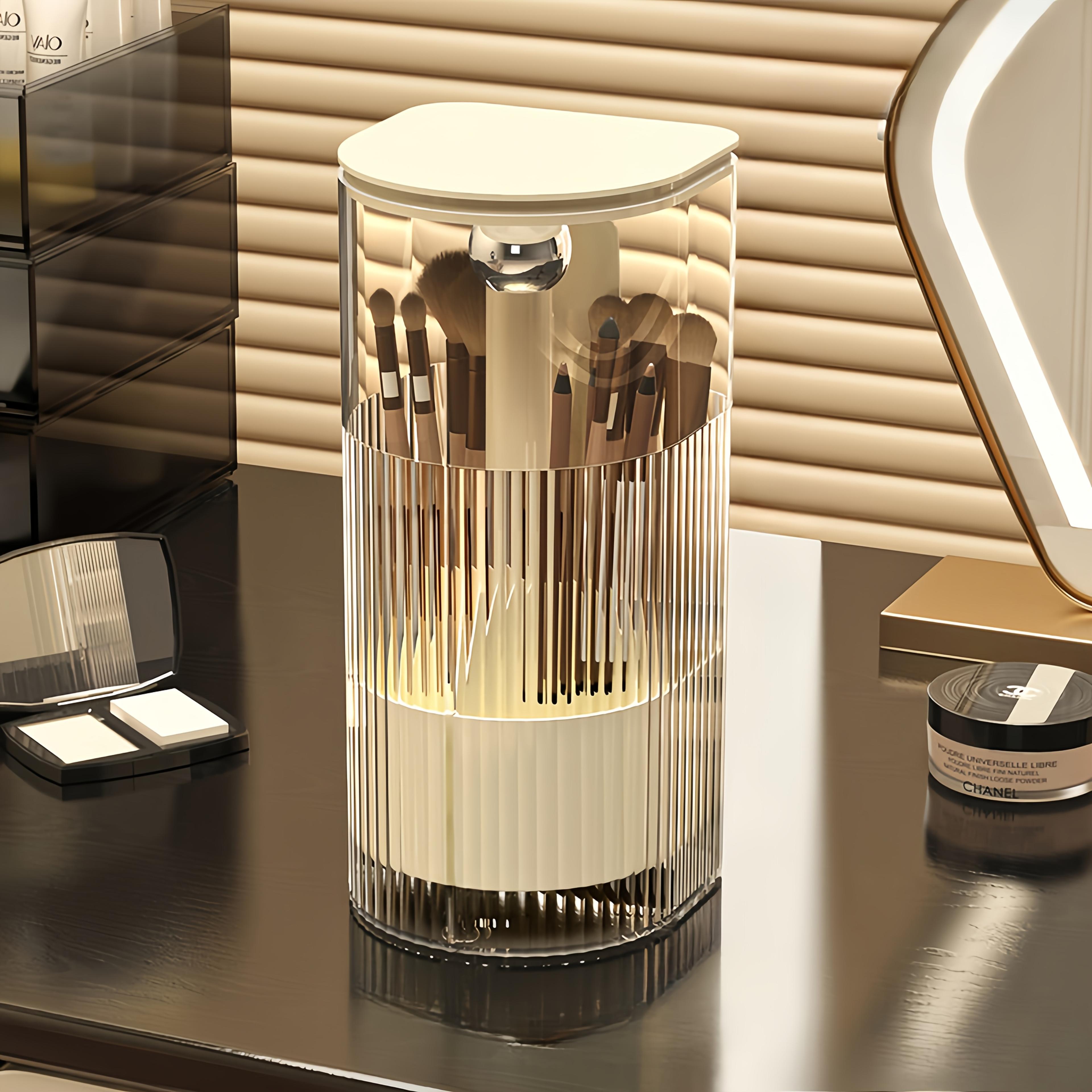 Automatic Lifting Makeup Brush Holder Dustproof Cosmetic Organizer 9