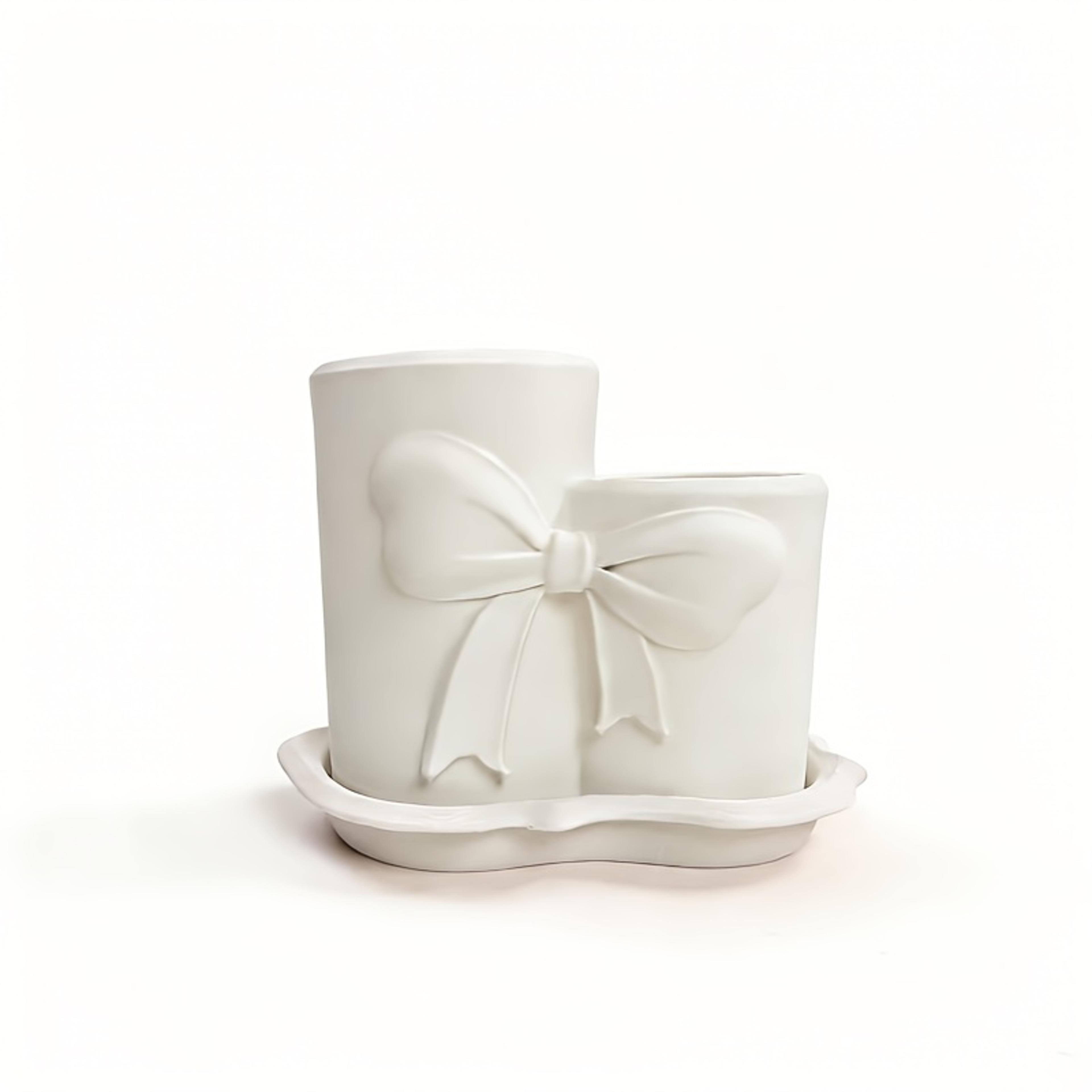 3D Bow Makeup Brush Holder Cosmetic Organizer Vanity Desk Storage 7
