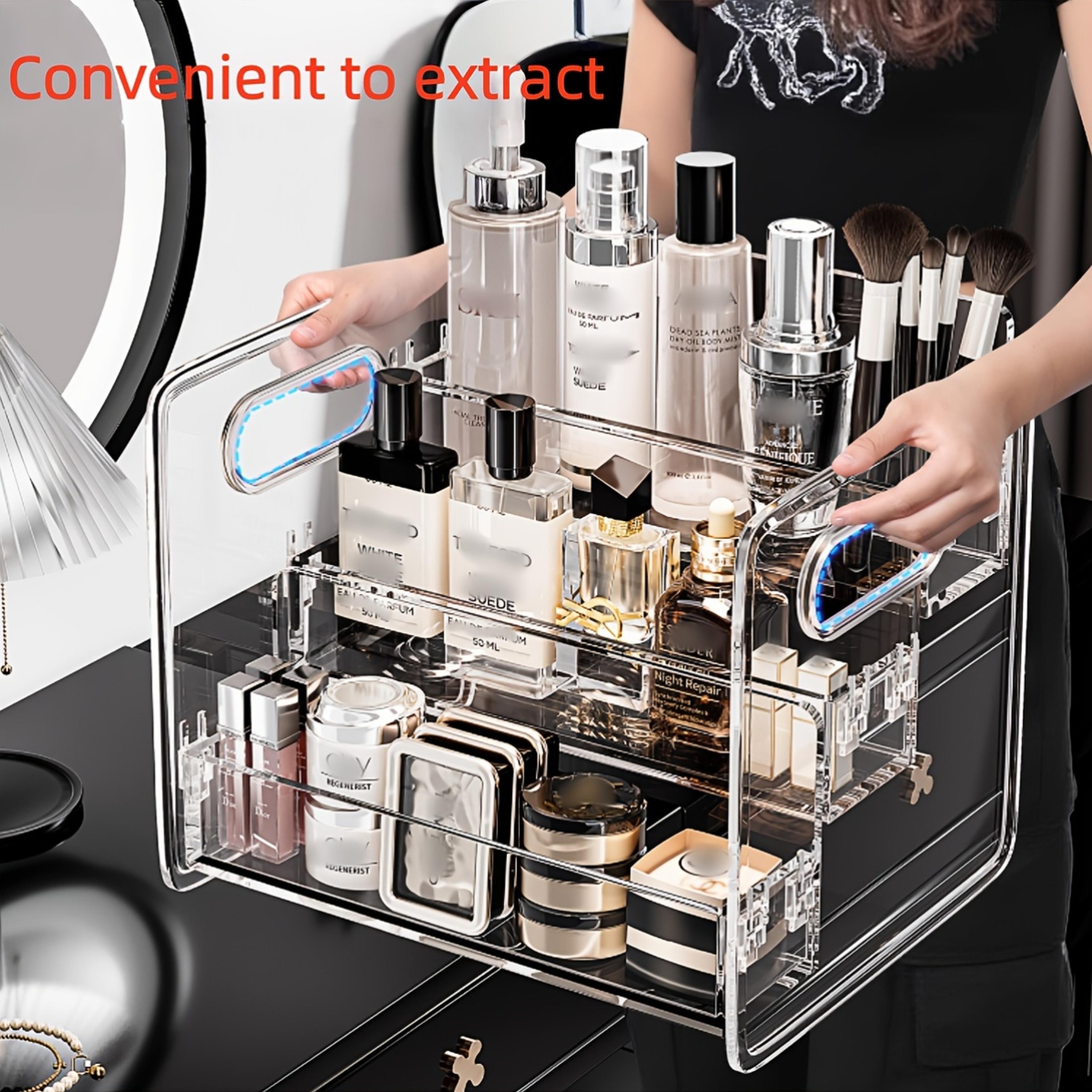 Acrylic Makeup Organizer Slanted Cosmetic Storage Basket For Vanity 2