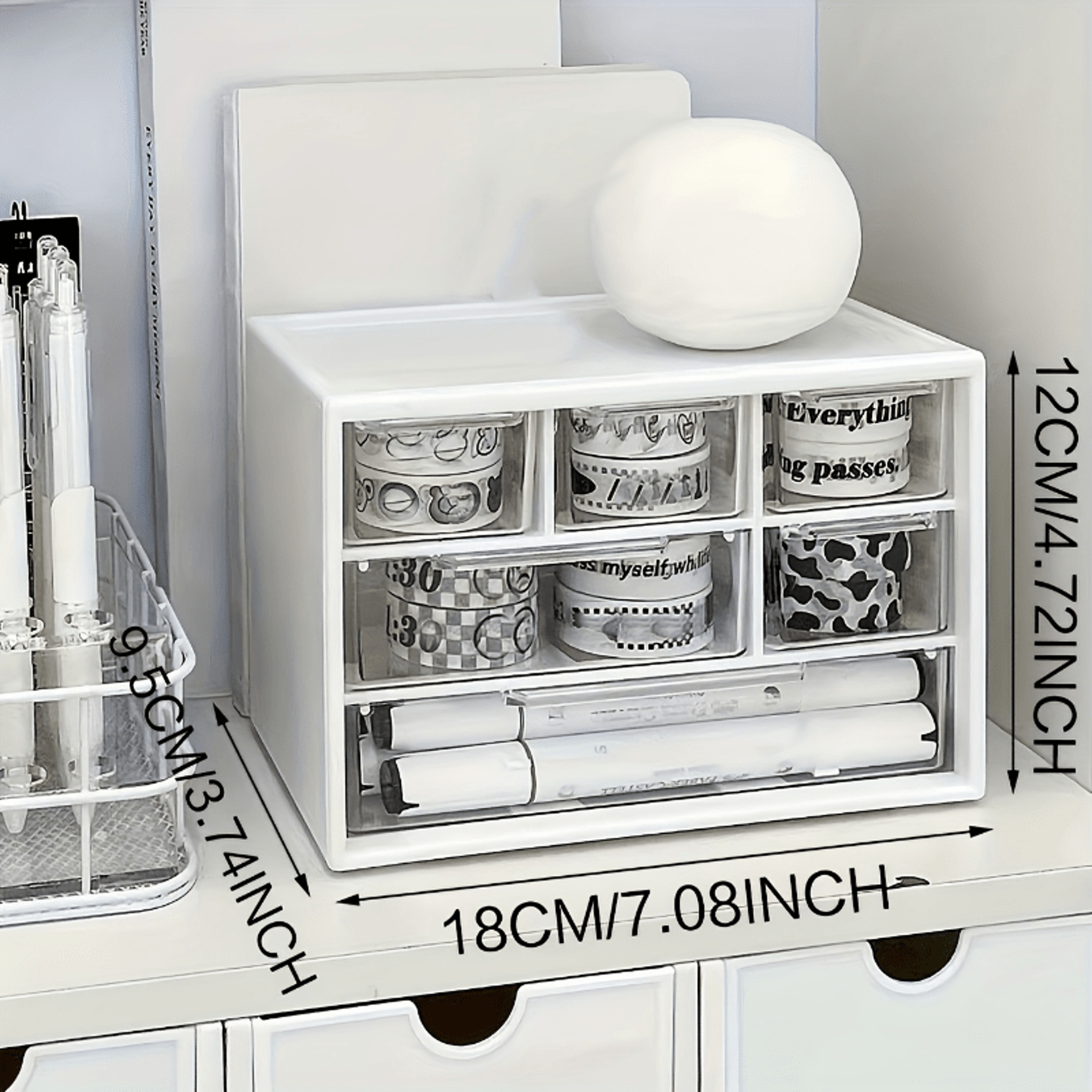 Clear Desktop Organizer Storage Box With Drawer For Jewelry Hair Clips And Small Essentials 3