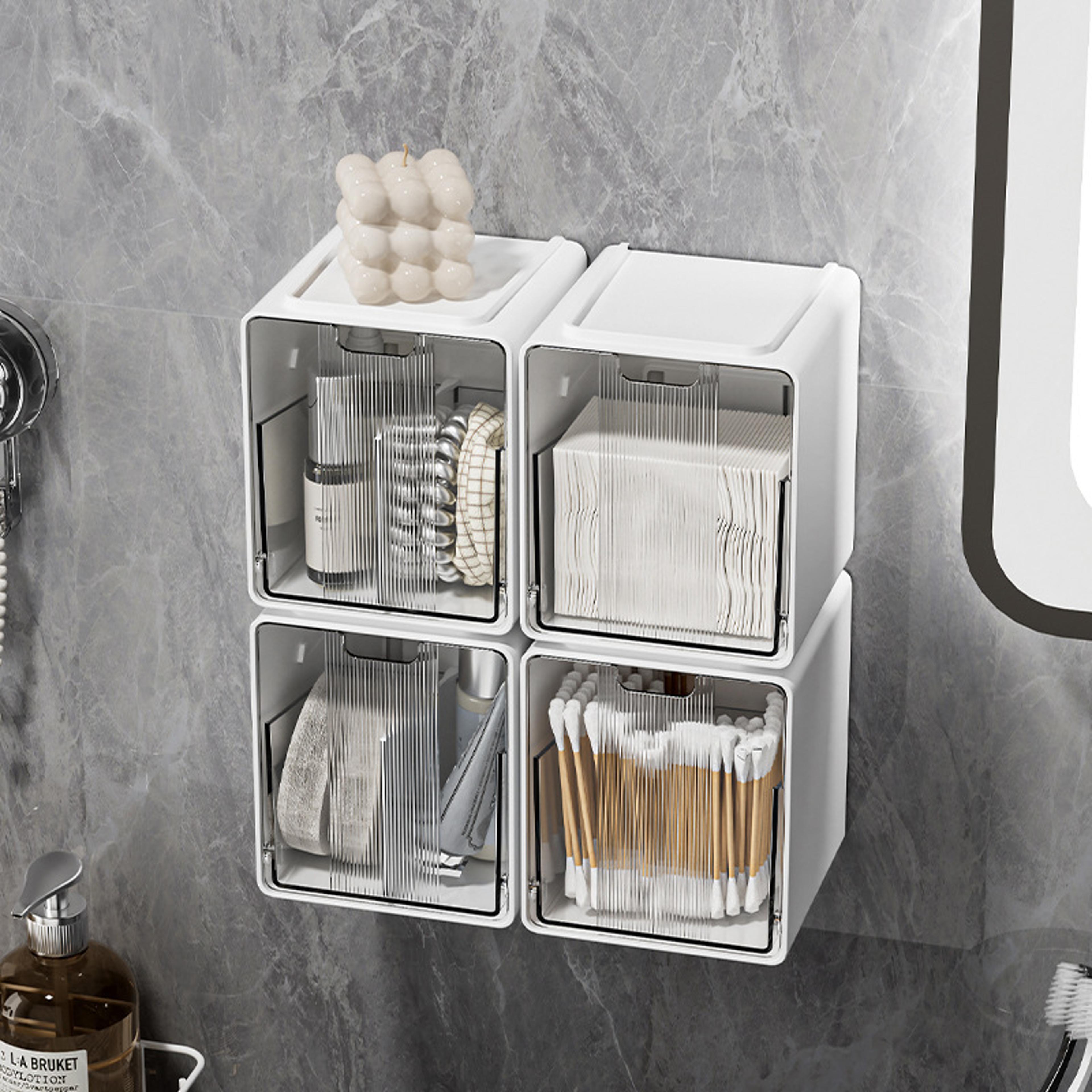 Clear Pull Out Bathroom Storage Box For Cotton Swabs And Pads 5