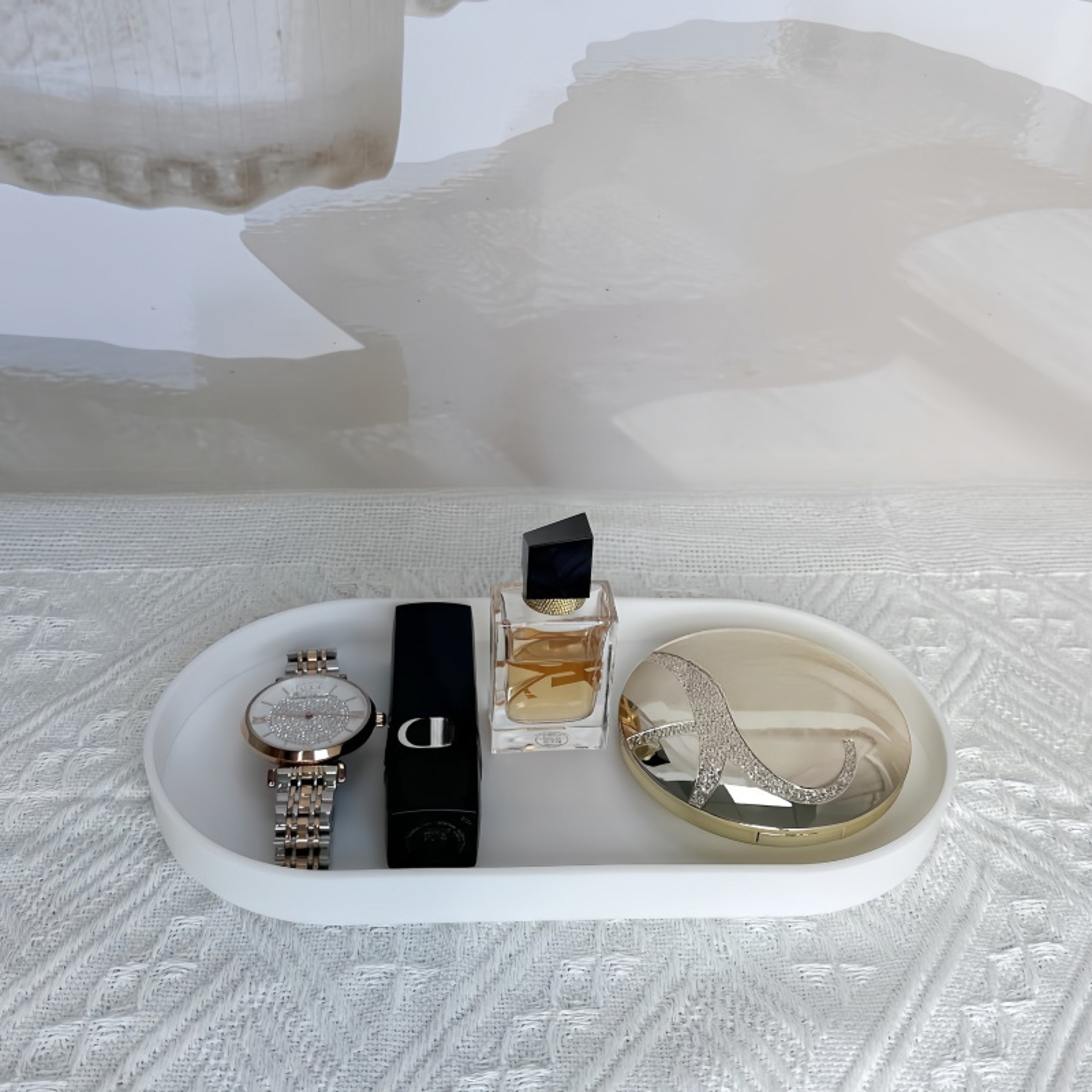 Multi Use Silicone Storage Tray Bathroom Vanity And Countertop Organizer 3