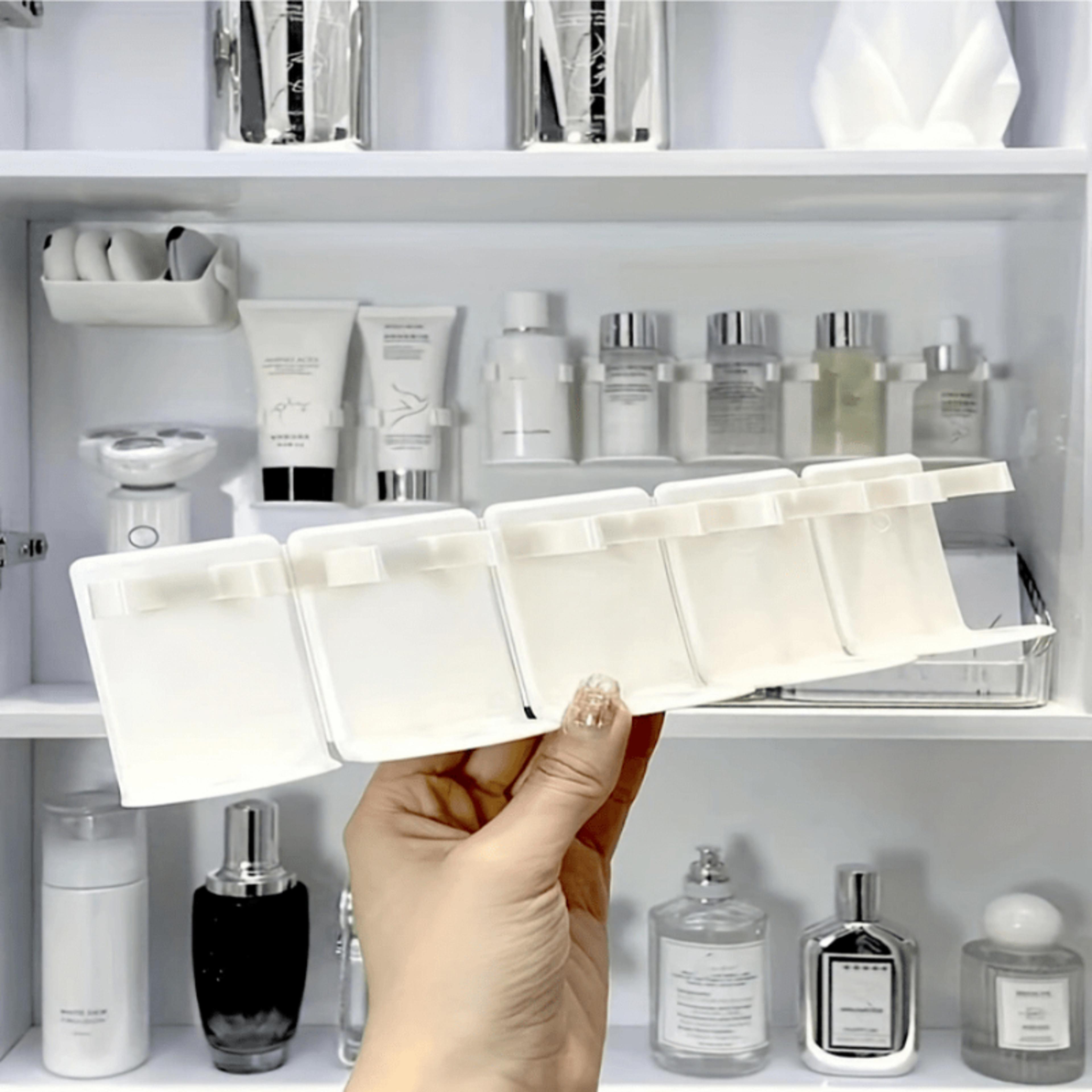 5 Grid Punch Free Wall Mounted Cosmetic Organizer Rack 5