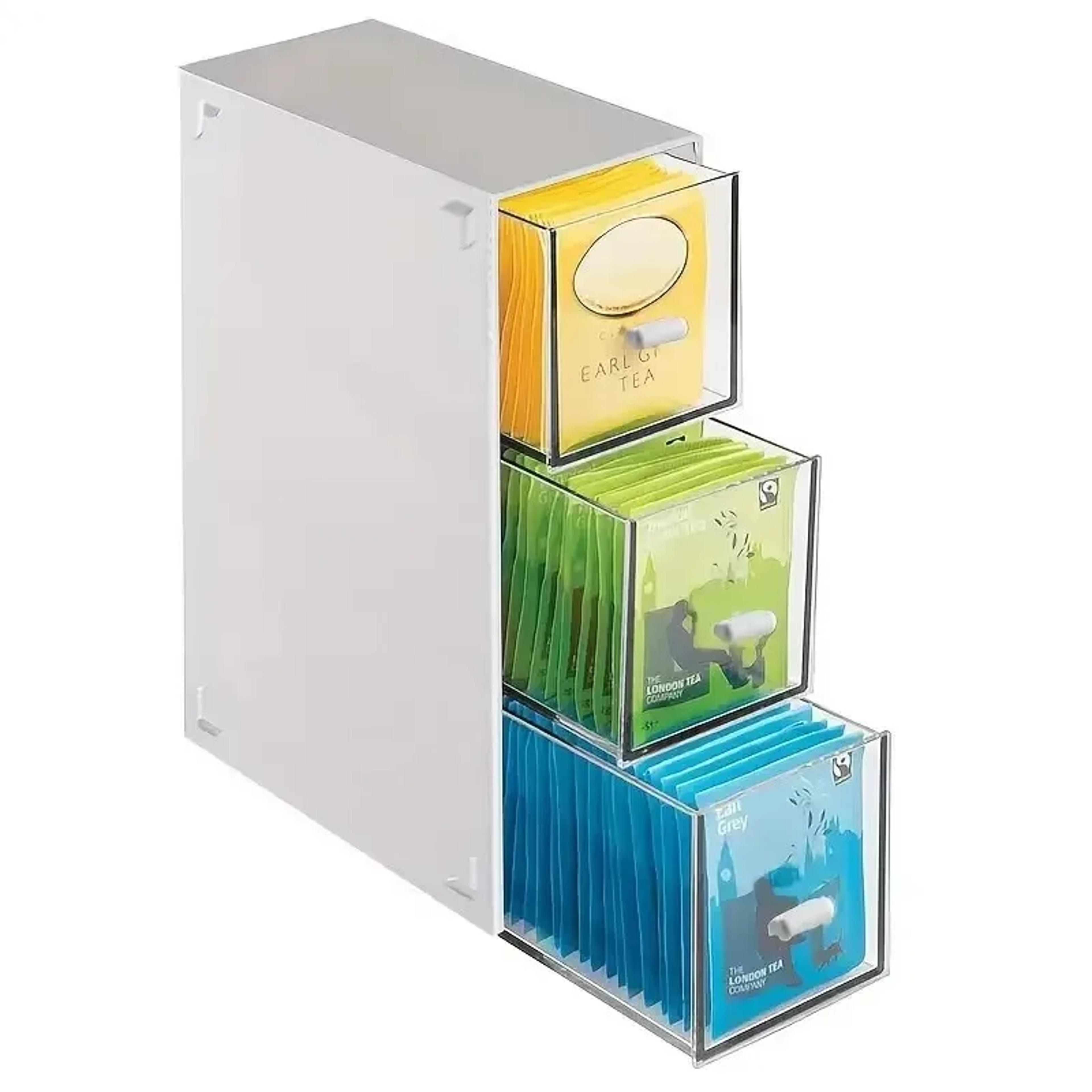 Stackable Transparent Drawer Organizer For Cosmetics Tea Bags Stationery And Desktop Storage 0