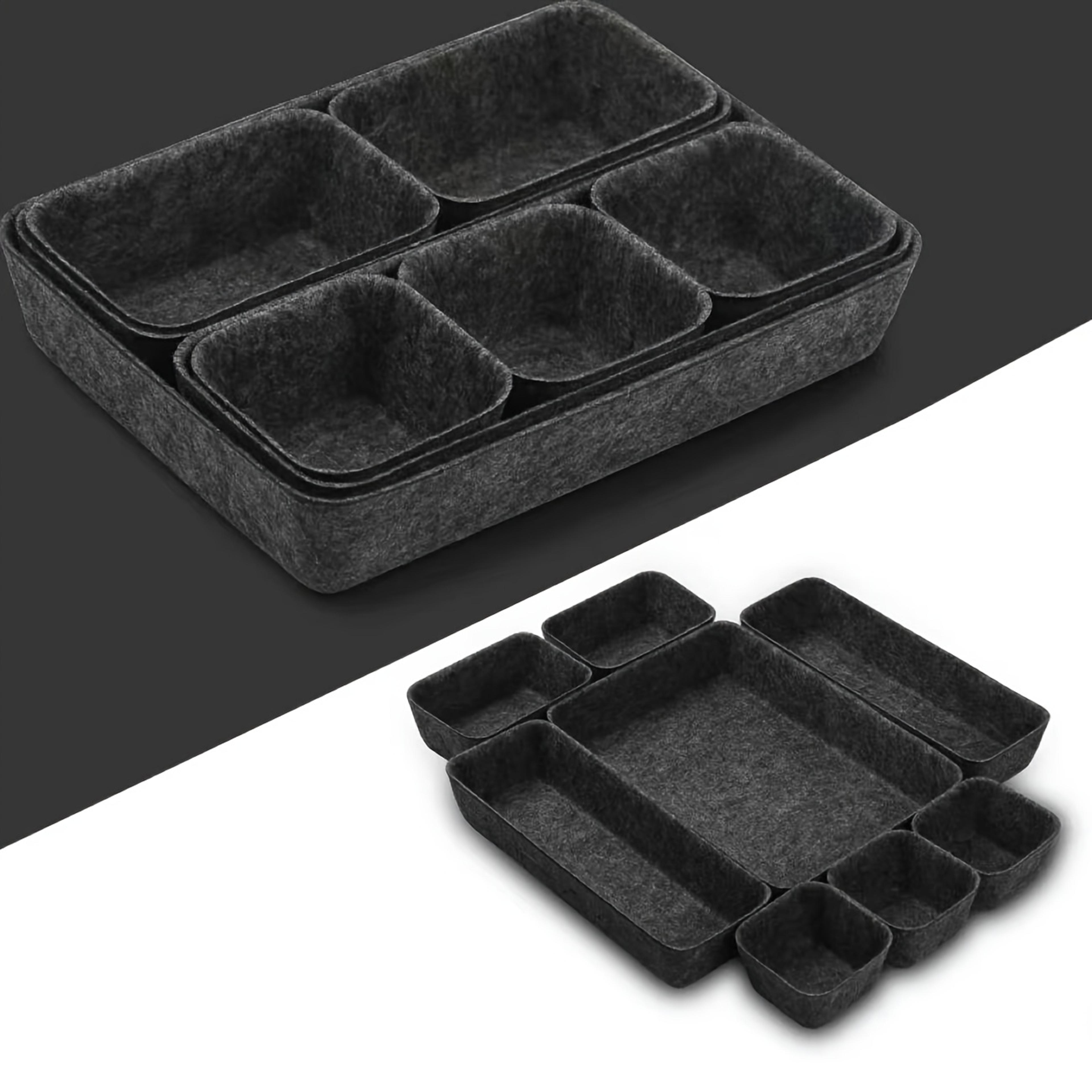 8Pcs Felt Drawer Organizer Set Soft Desk Makeup Storage Bins 7