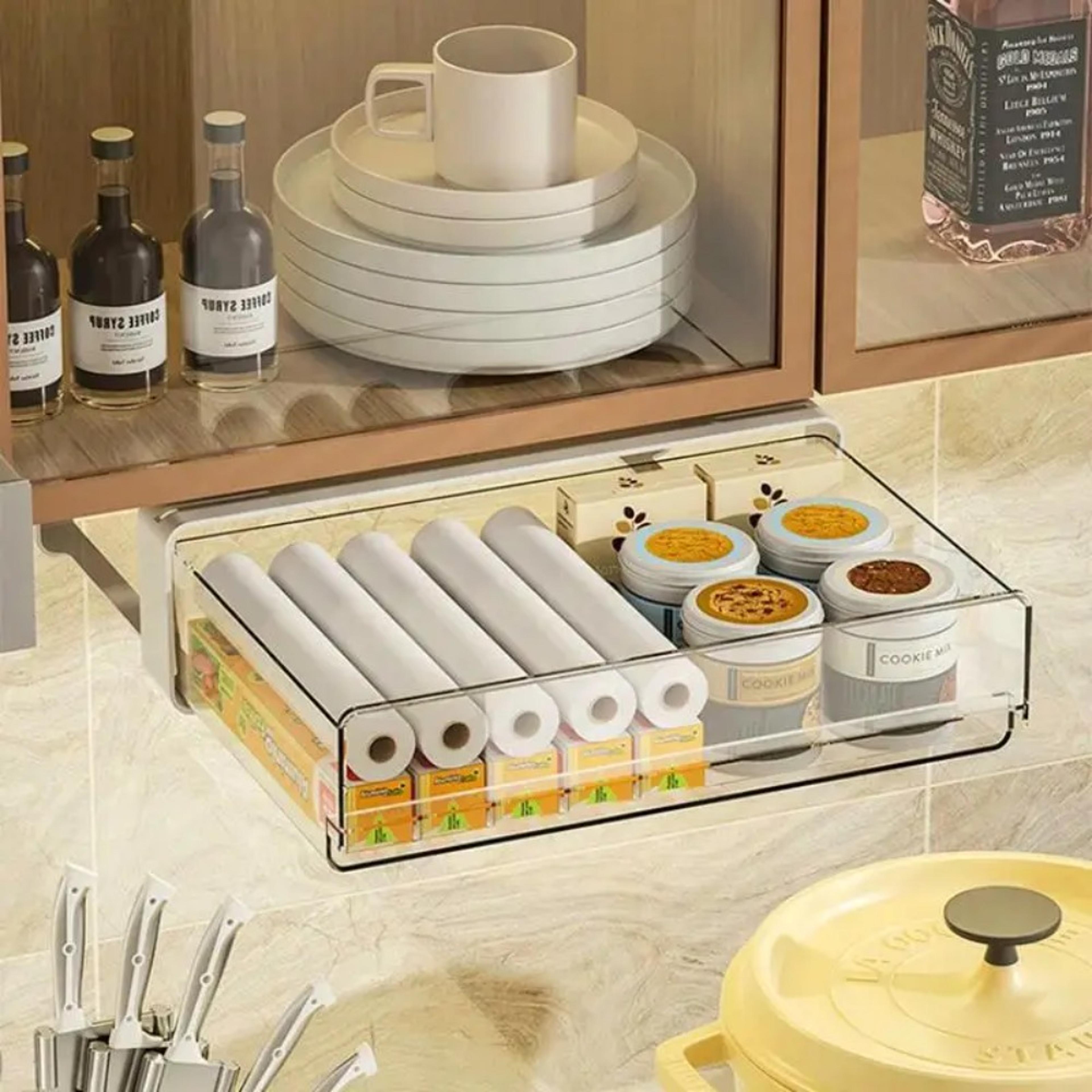 Under Desk Drawer Organizer Self Adhesive Hidden Storage Box 5