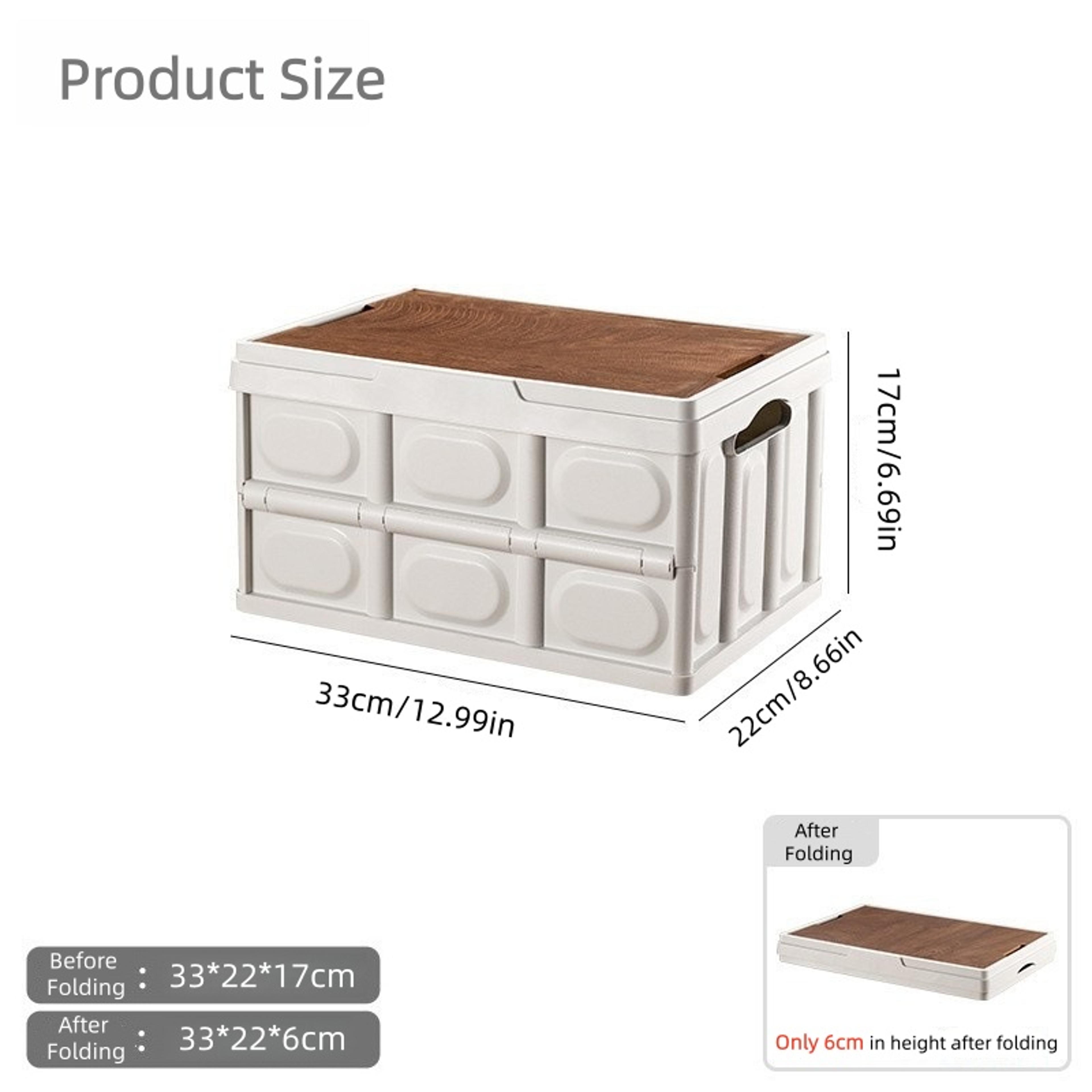 Foldable Car Organizer Storage Basket Portable Trunk Container With Wood Grain Panel 6