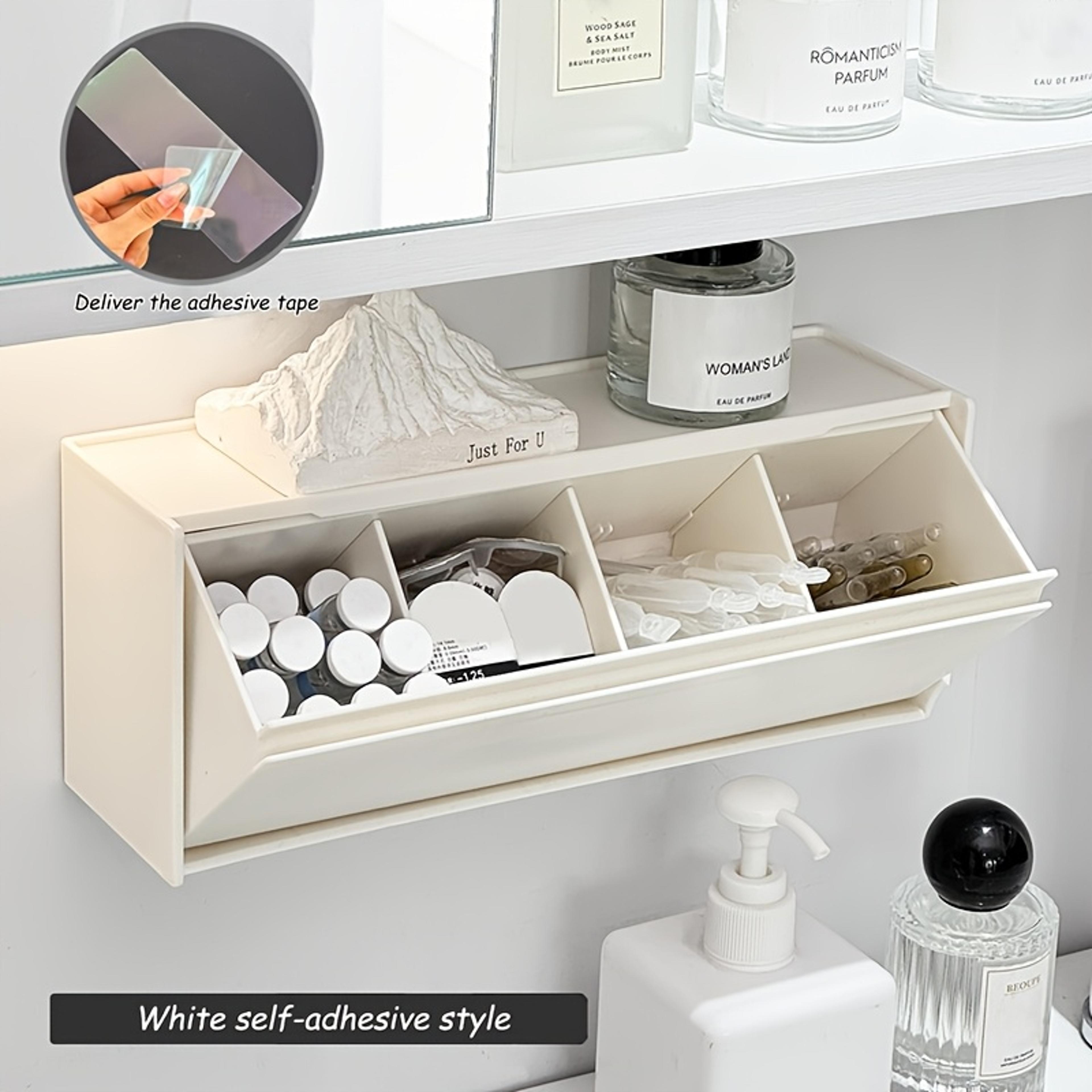 Flip Top Makeup Pad Holder Cotton Pad Organizer No Drill Bathroom Storage Box 3