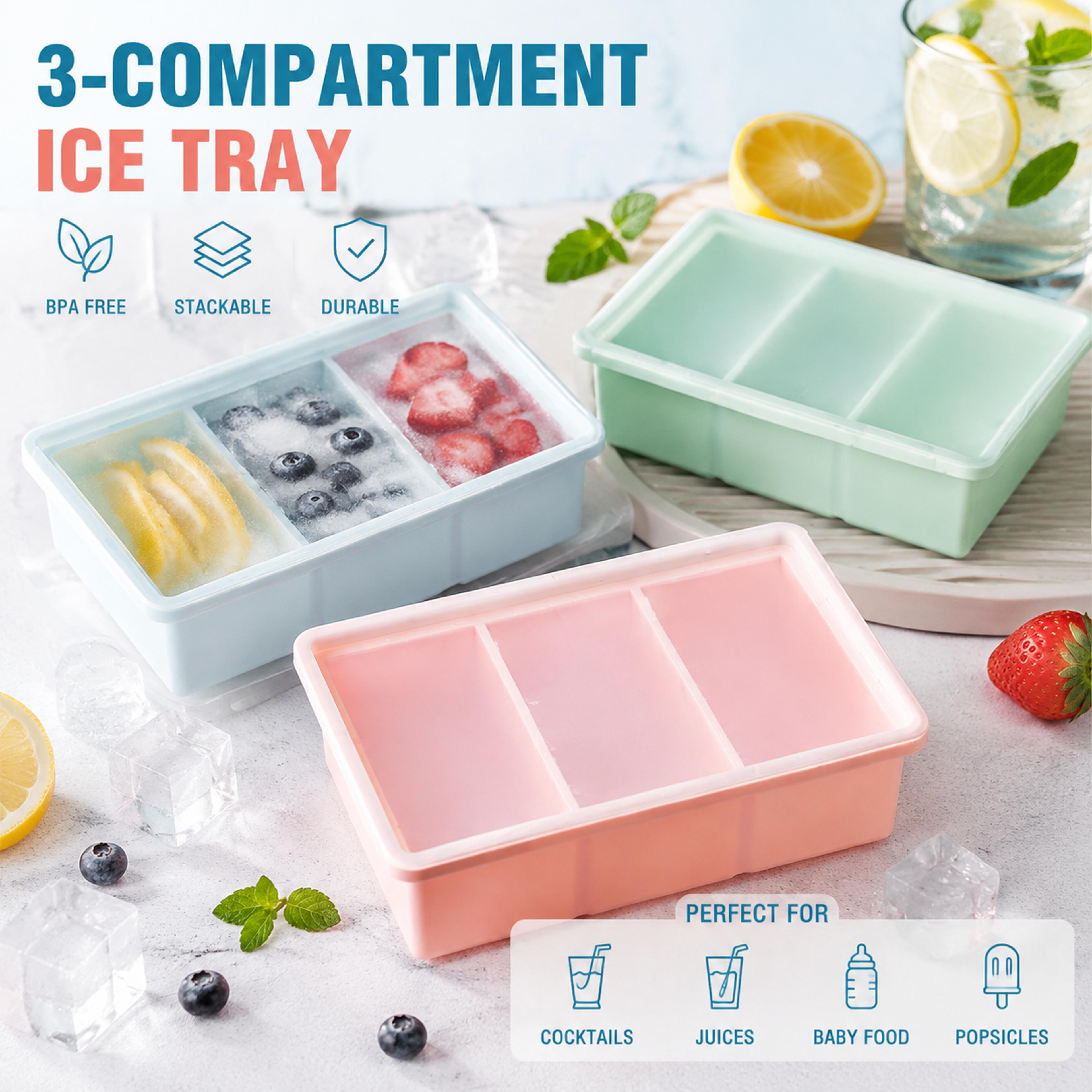 Extra Large 3 Compartment Silicone Freezer Tray With Lid For Soup Meal Prep 1
