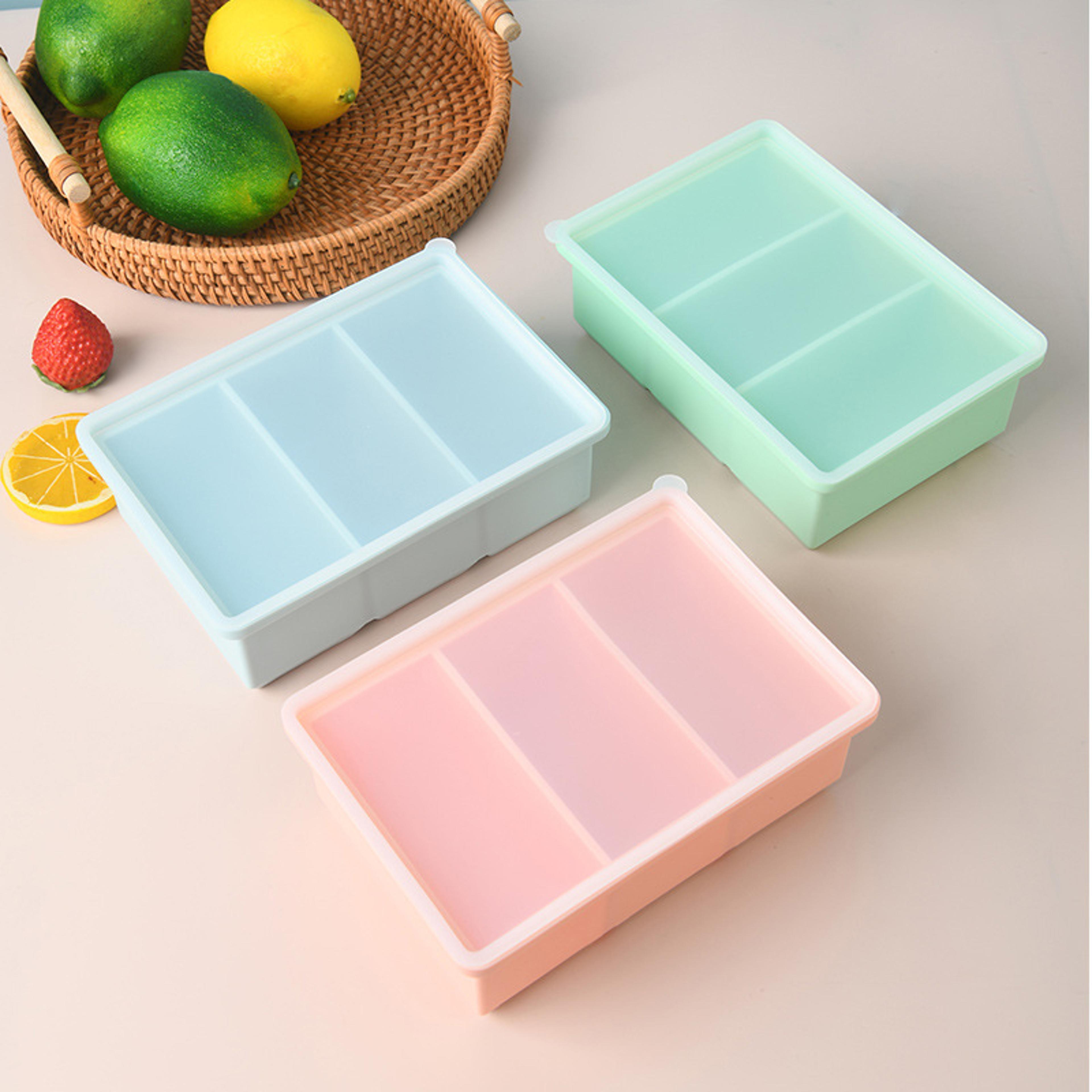 Extra Large 3 Compartment Silicone Freezer Tray With Lid For Soup Meal Prep 4