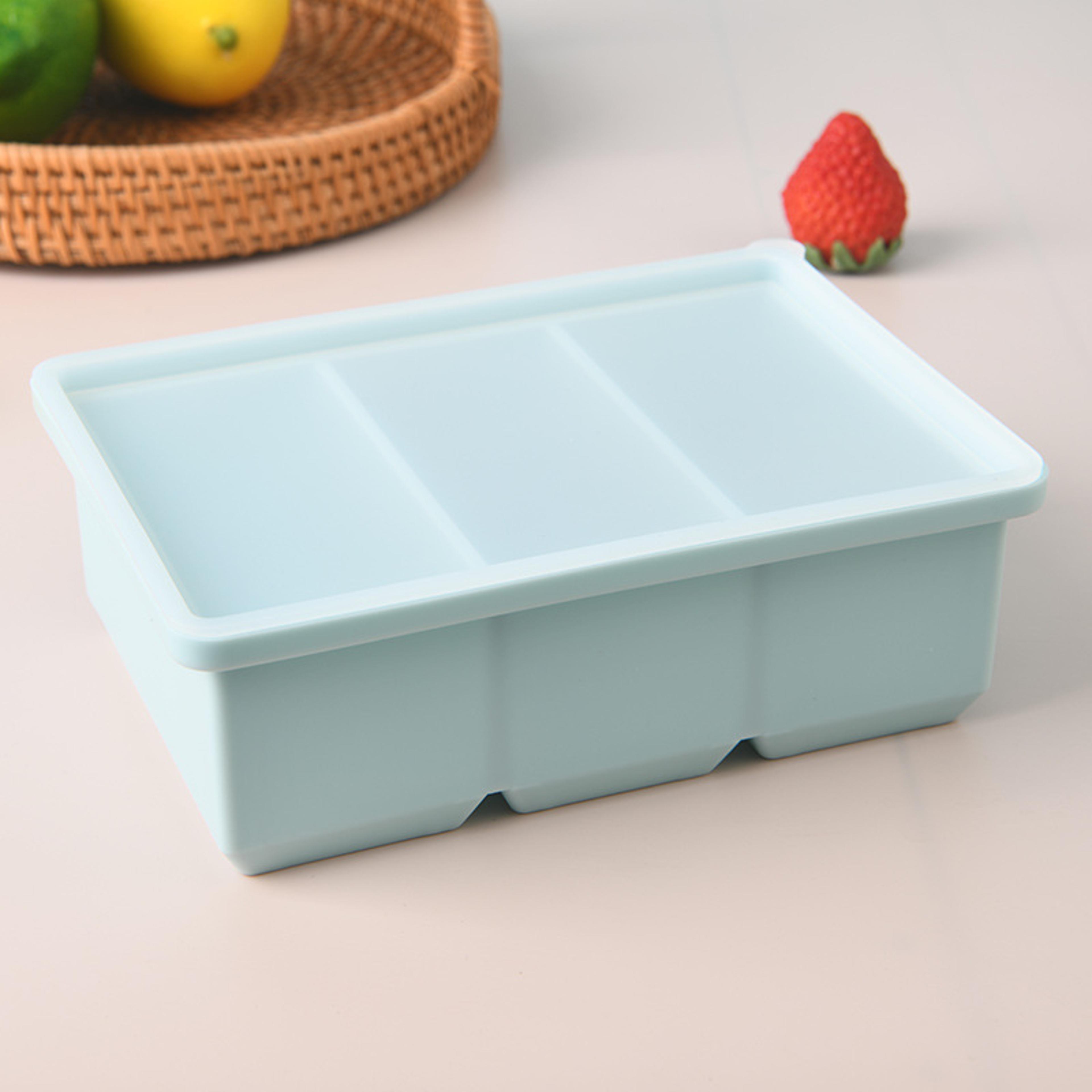 Extra Large 3 Compartment Silicone Freezer Tray With Lid For Soup Meal Prep 10