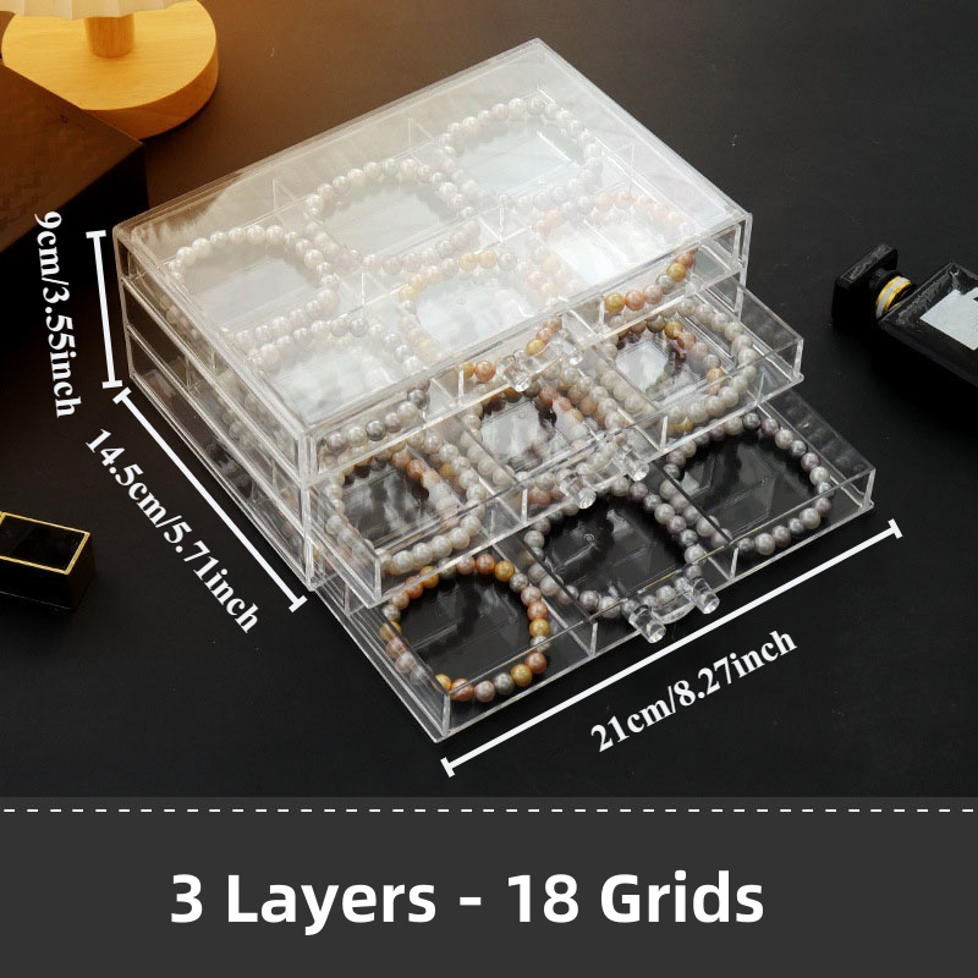 5 Drawer Acrylic Jewelry Organizer With Clear Earring Storage Compartments 7
