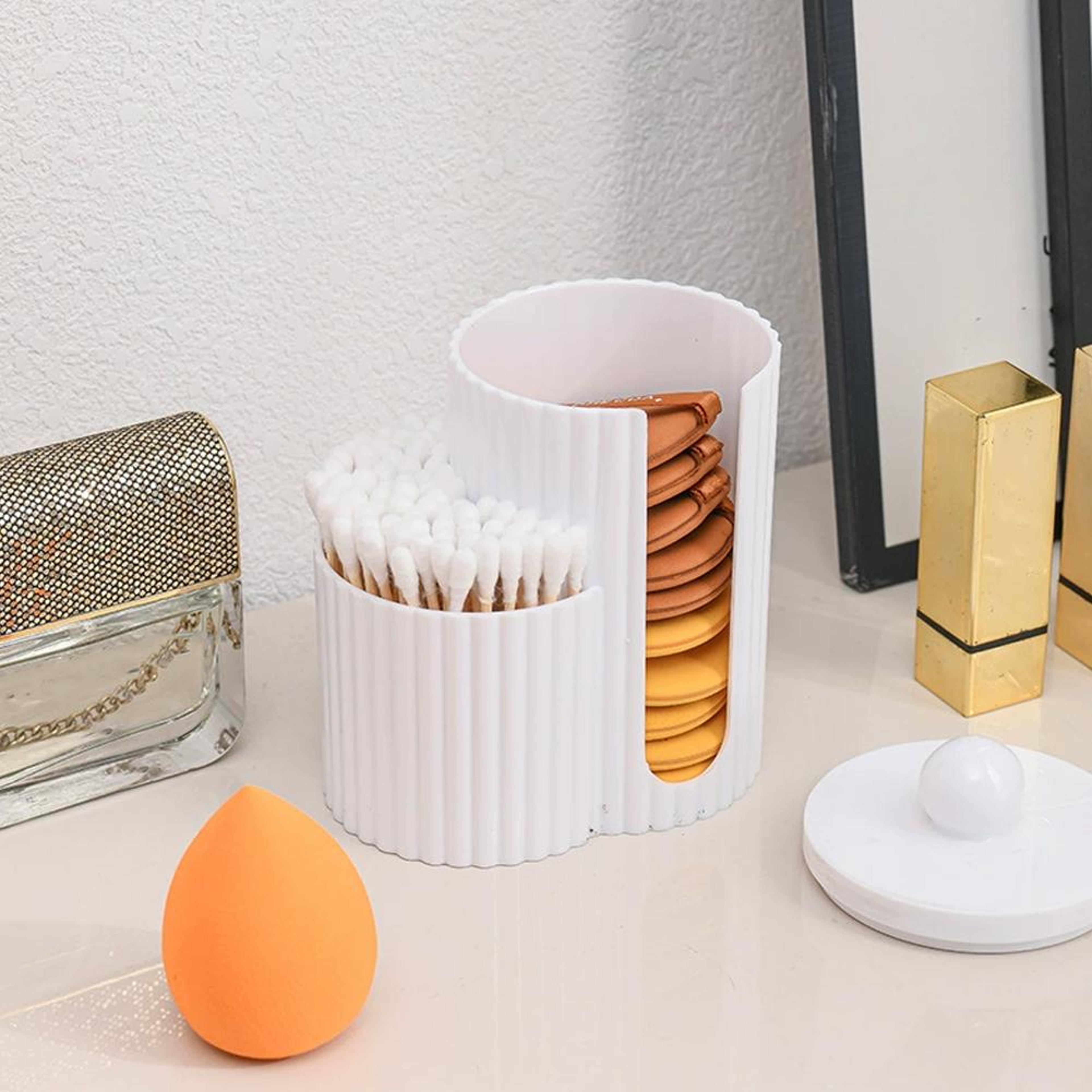 Cotton Swab Holder Makeup Pad Storage Box Desktop Vanity Organizer 4