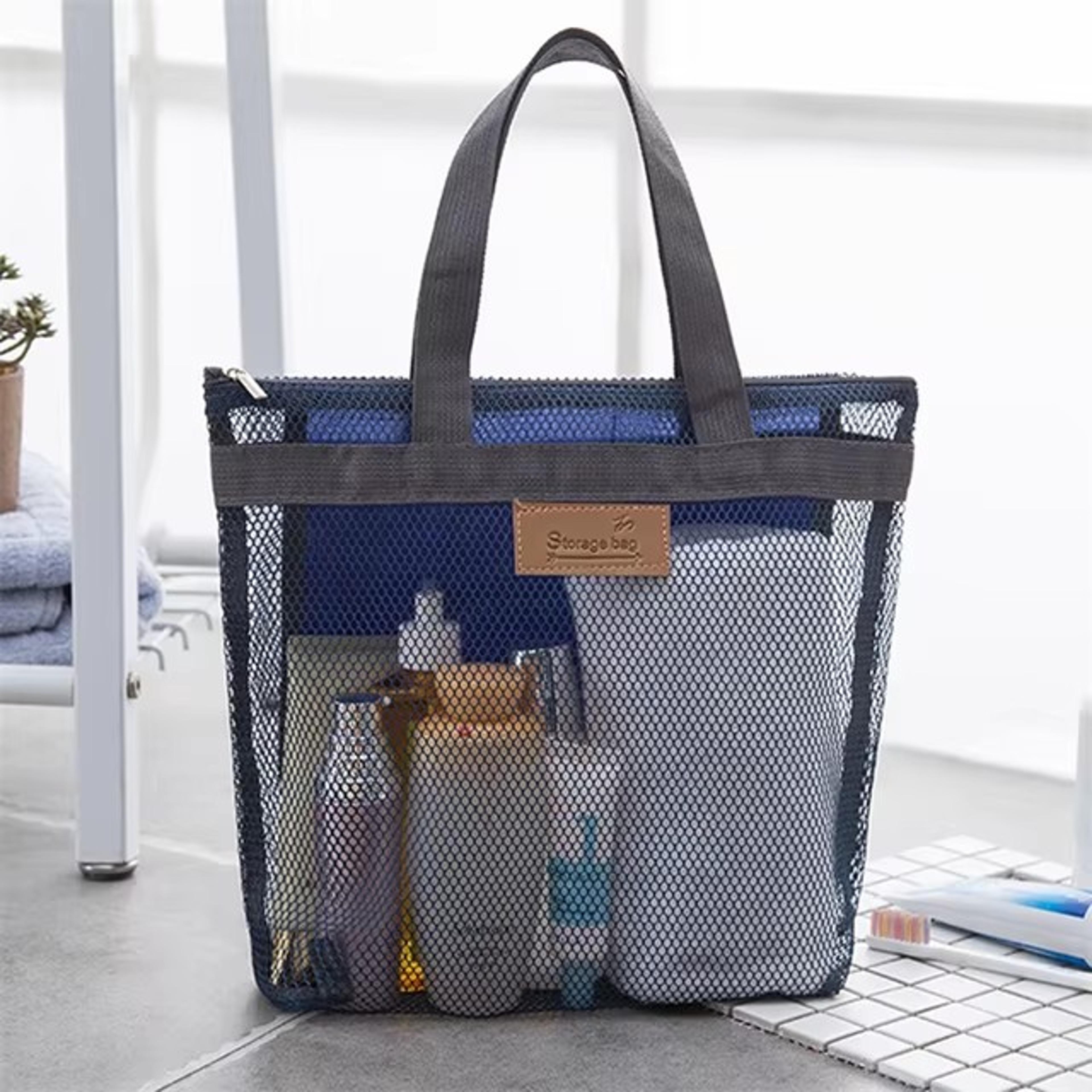 Women Mesh Travel Toiletry Bag Cosmetic Organizer Beach Shower Storage Bag 7