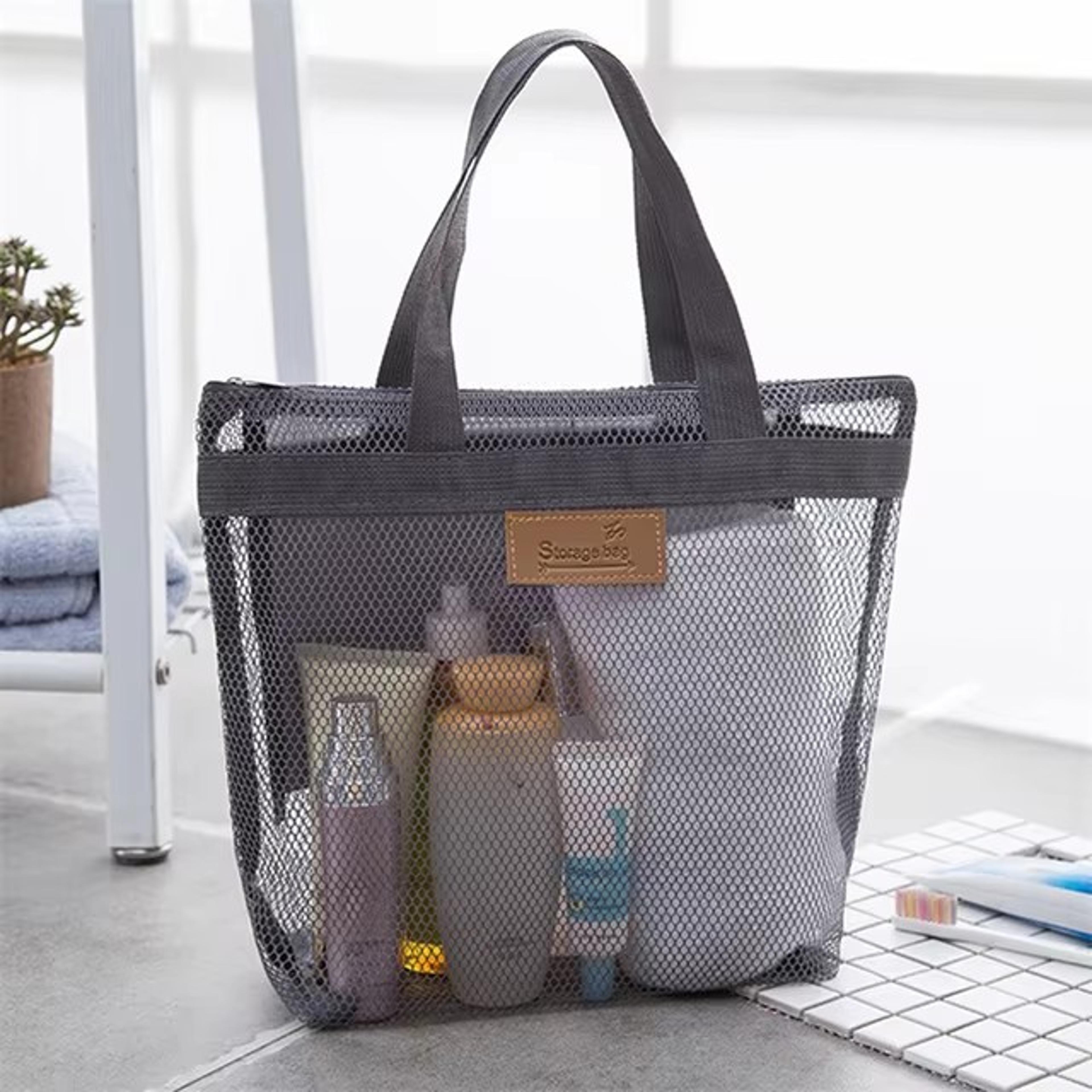 Women Mesh Travel Toiletry Bag Cosmetic Organizer Beach Shower Storage Bag 8