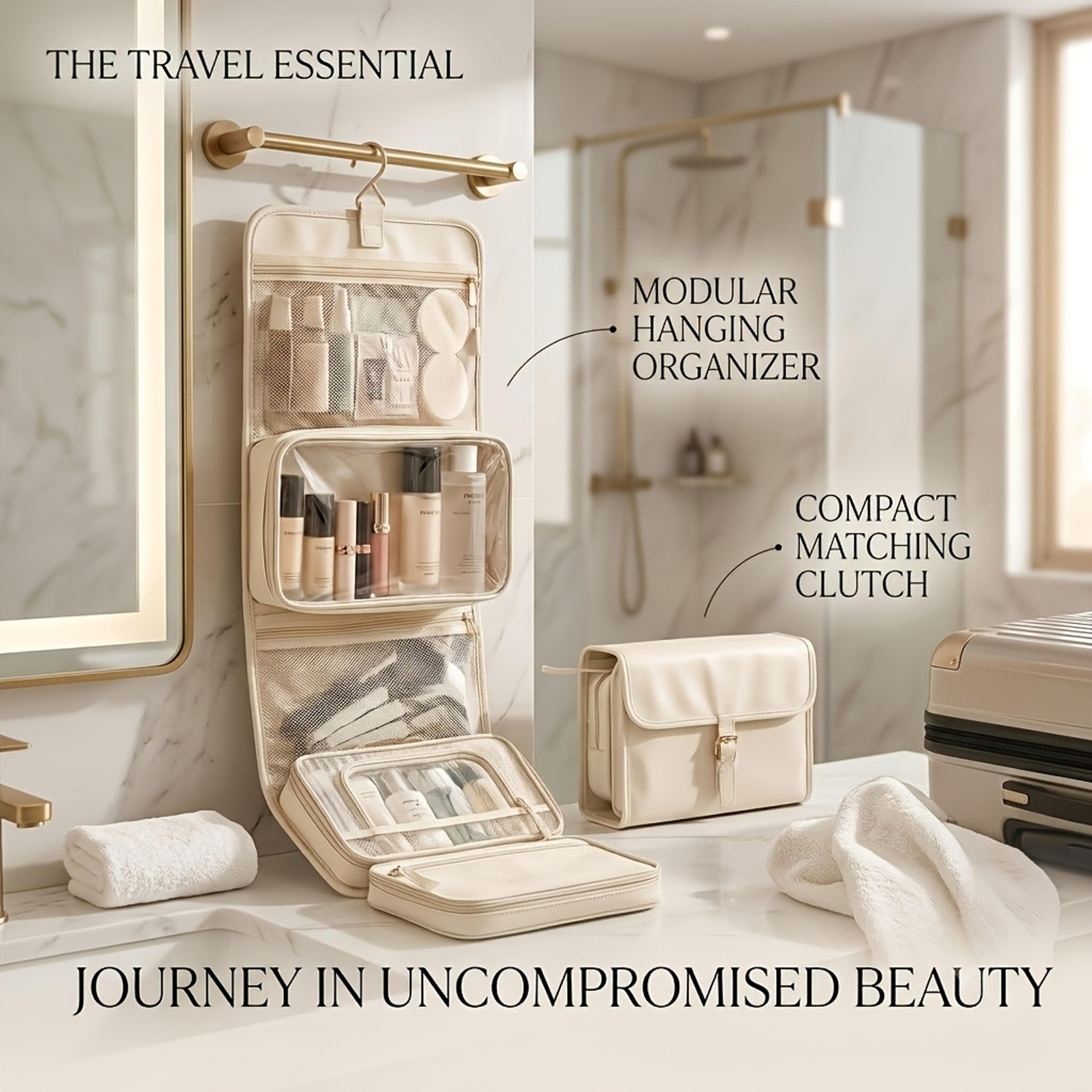Large Capacity Hanging Toiletry Bag For Women Waterproof Travel Cosmetic Organizer 4