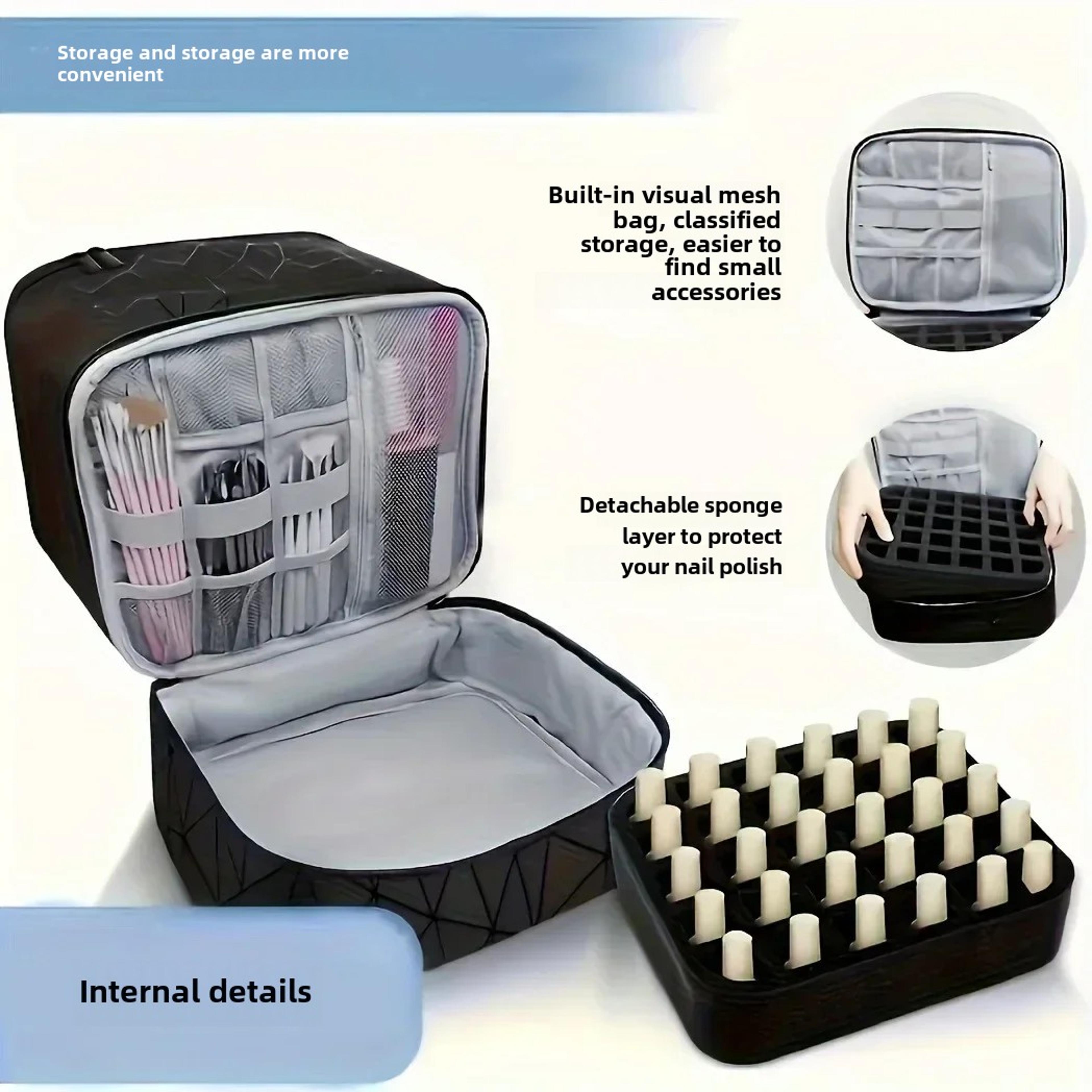 Double Layer Nail Polish Storage Bag Portable Manicure Organizer Travel Cosmetic Case 3