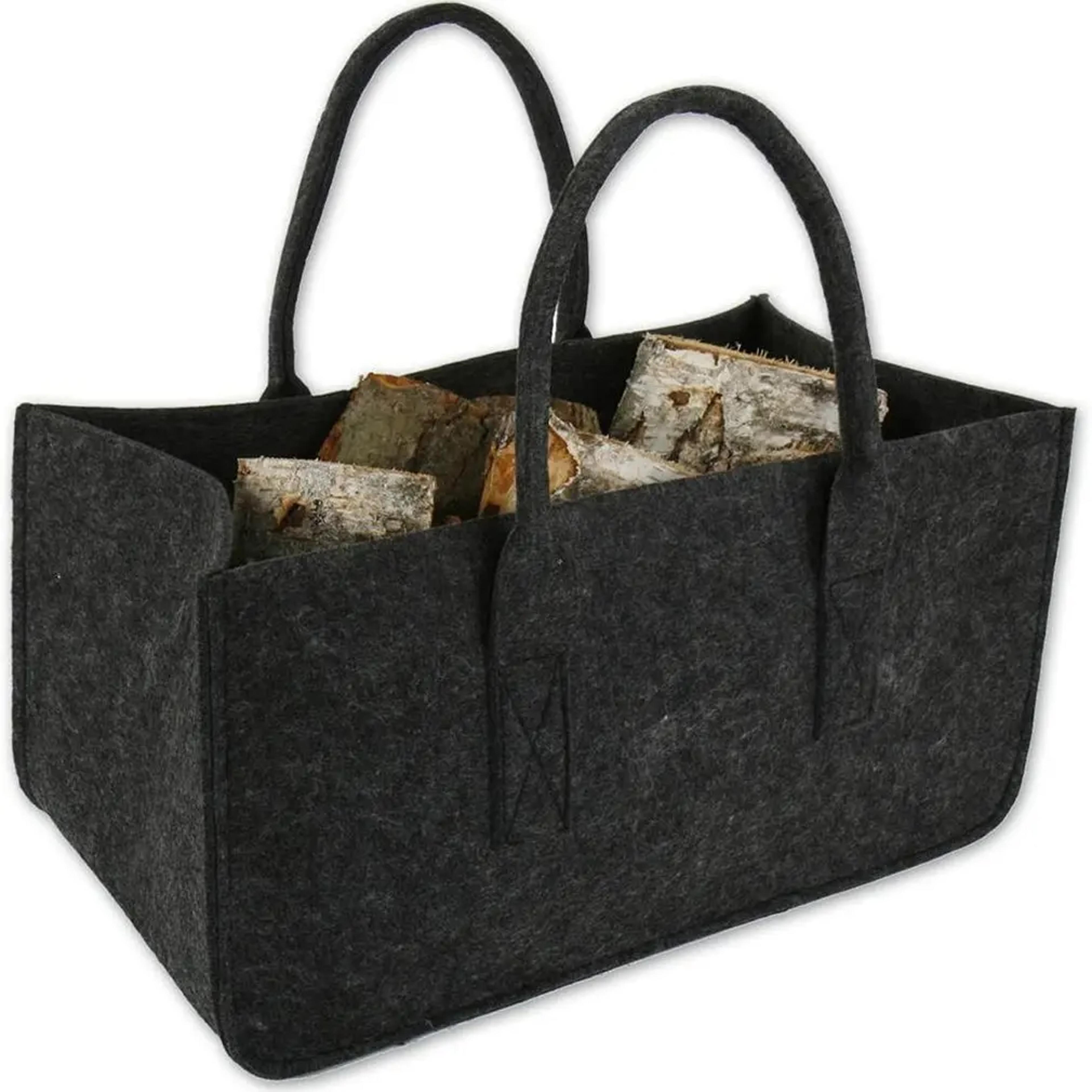 Durable Felt Firewood Storage Bag Double Handle Log Carrier Organizer 1