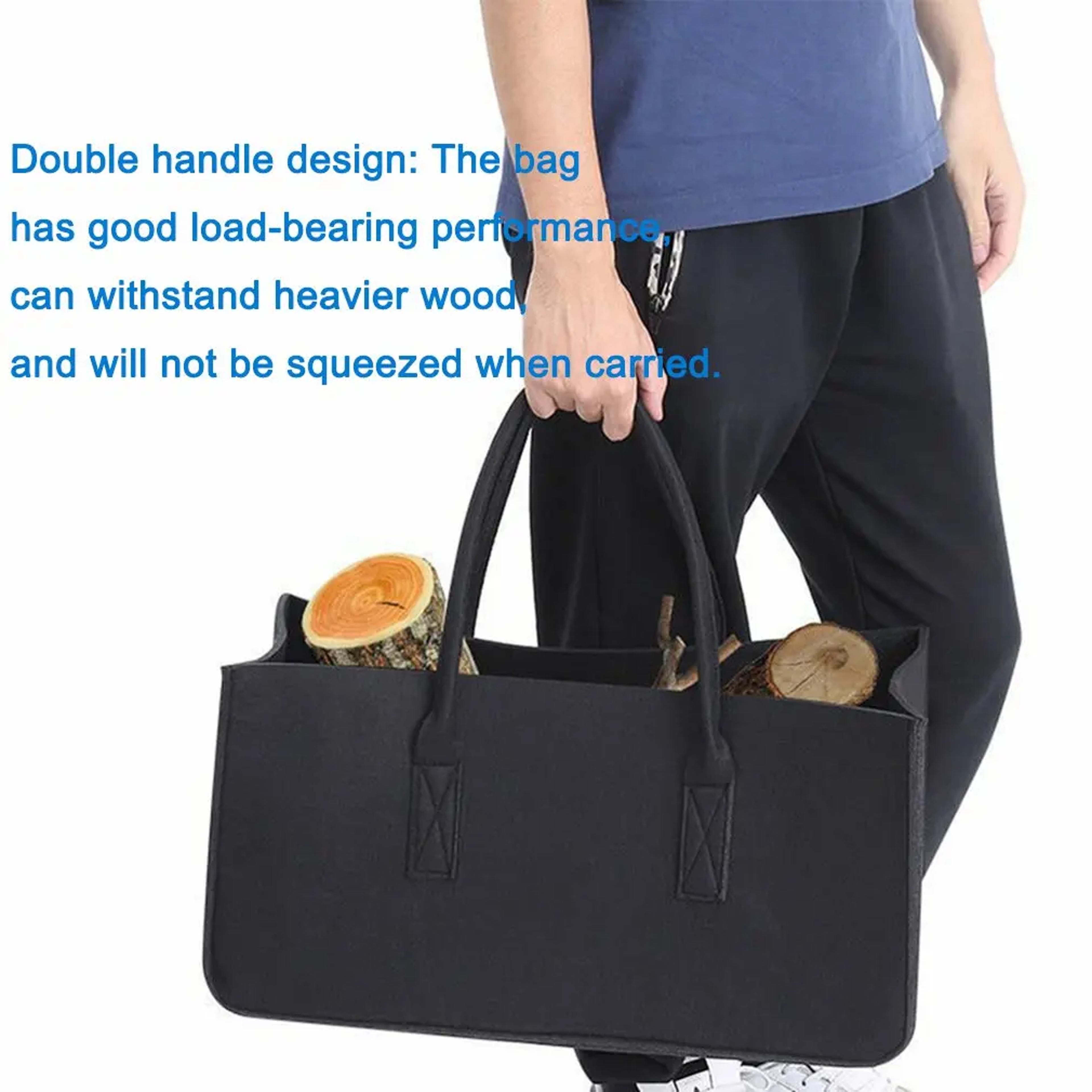 Durable Felt Firewood Storage Bag Double Handle Log Carrier Organizer 5